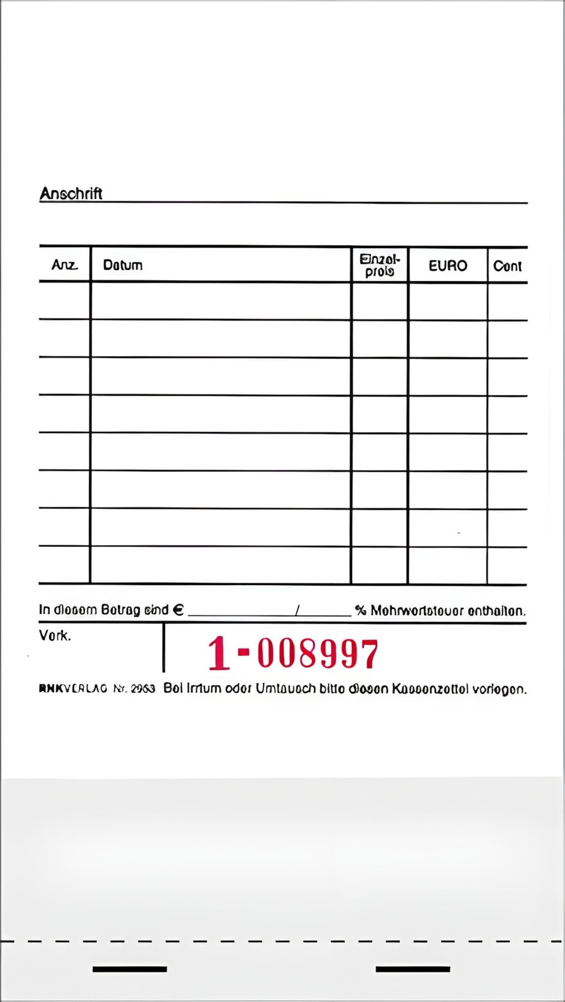 RNK Kassensystem RNK Kassenblock unten geheftet 2x50Bl