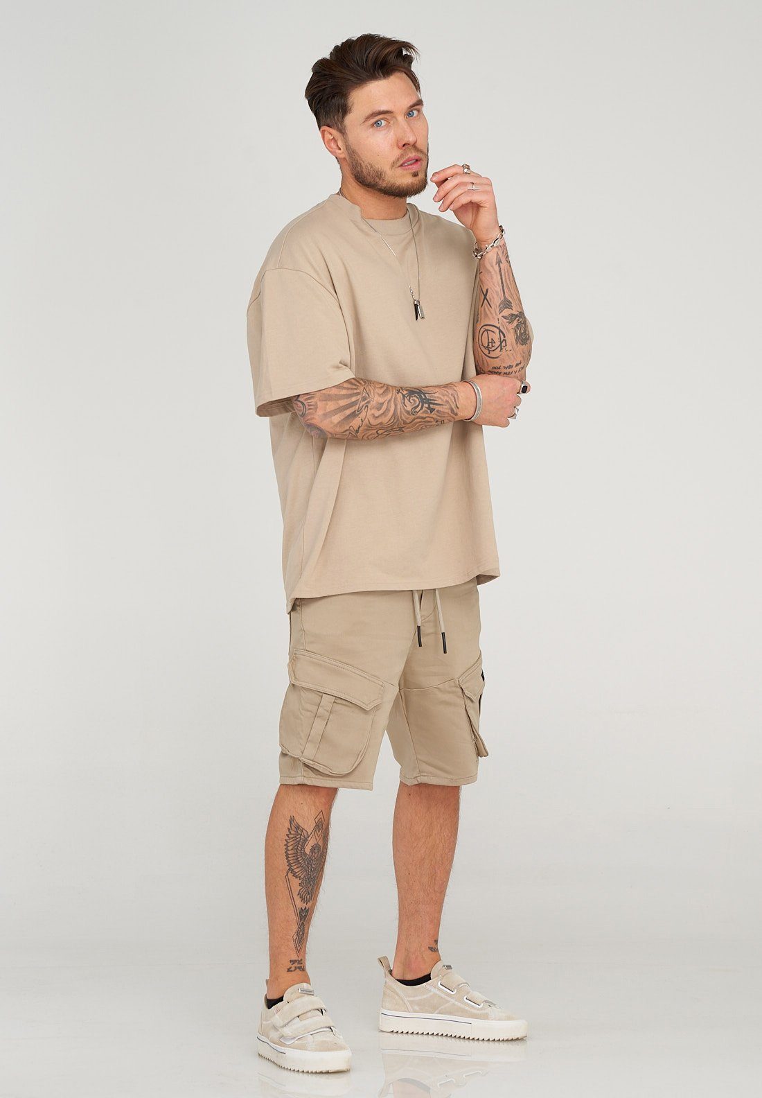 behype beige modischen STANLAY mit Cargotaschen Shorts