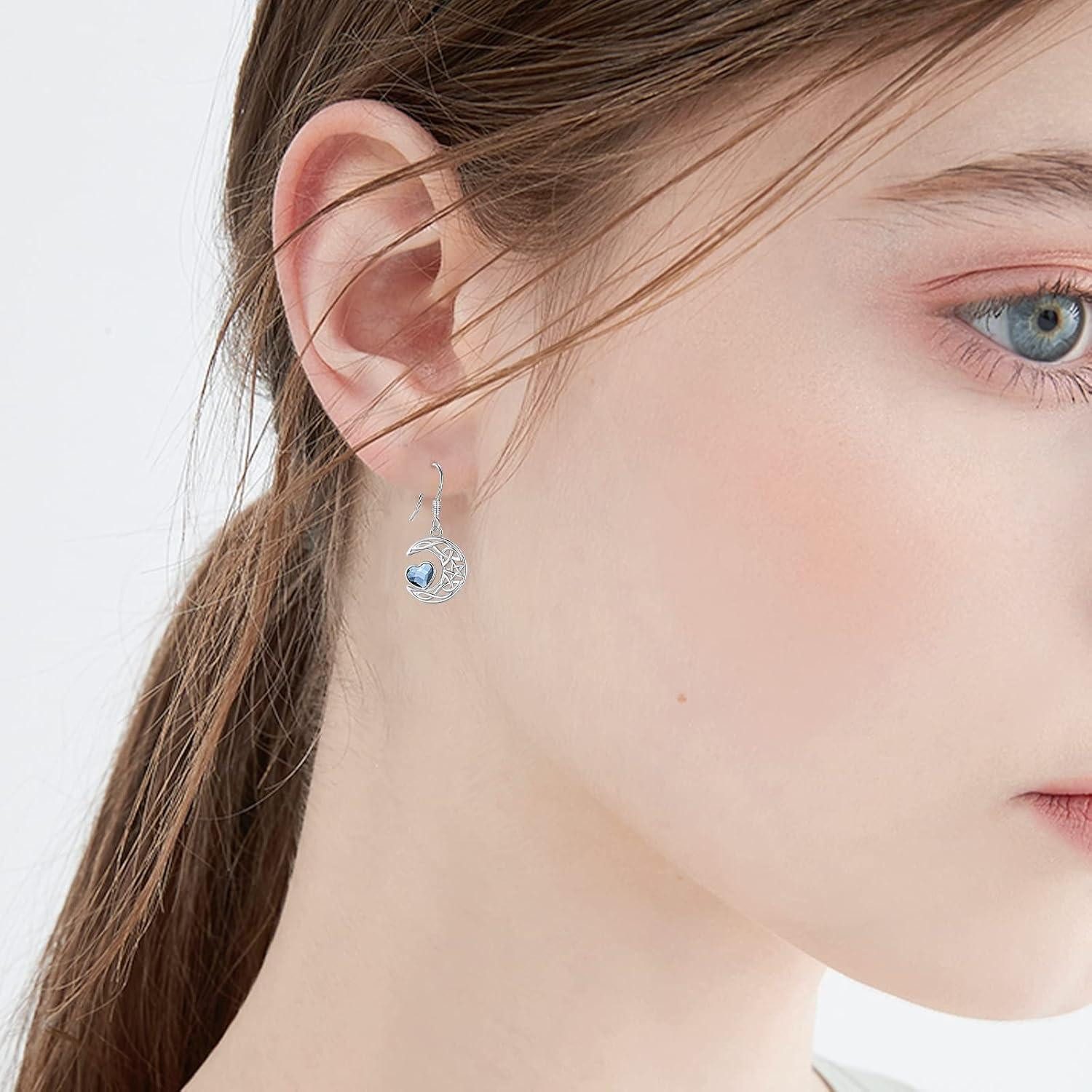 LuxusKollektion Paar Ohrhänger Ohrringe 925 Silber Damen Mond Sterne Ohrhaken Halbmond Ohrringe