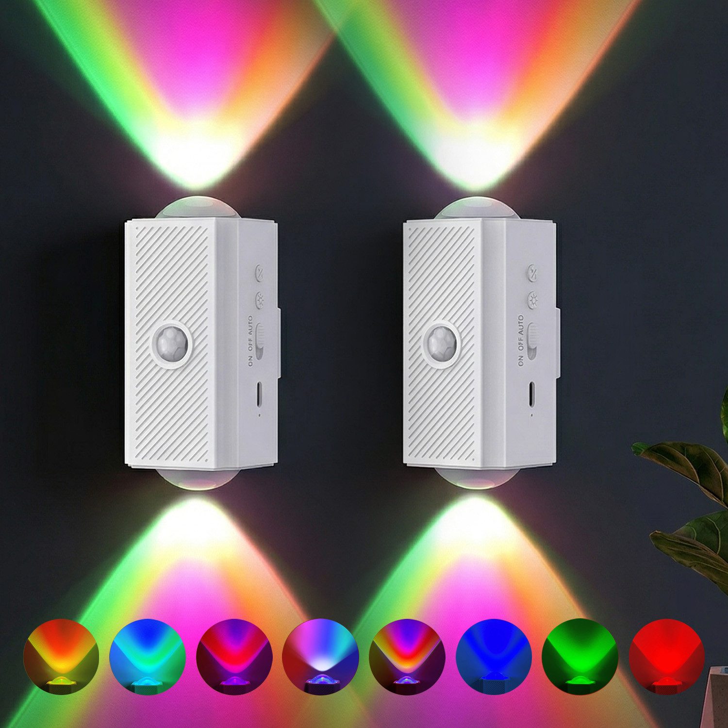 Lapamax LED Nachtlicht Treppenlicht mit Bewegungsmelder, RGB Nachtlicht, Akku, 4 Lichtstufen, Magnetische Schrankbeleuchtung mit USB für Flur, Küche & Schlafzimmer