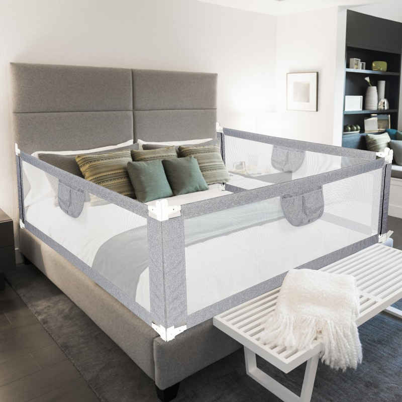 Bettizia Bettschutzgitter Bettgitter 150 cm 180 cm 200 cm Schutz geeignet für Kinderbetten (Elternbetten und alle Matratzen Massivholz), aus Metall