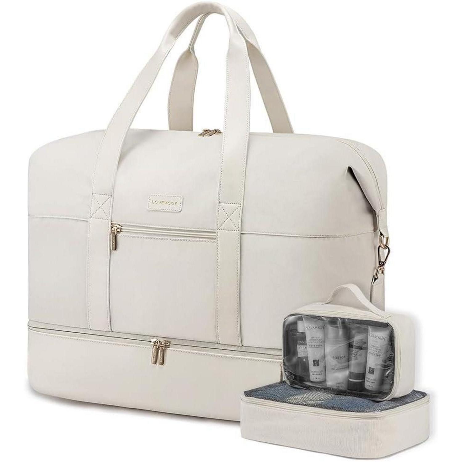 Weekender Weekender Reisetasche Damen Handgepäck Sporttasche Beige 45x36x20cm