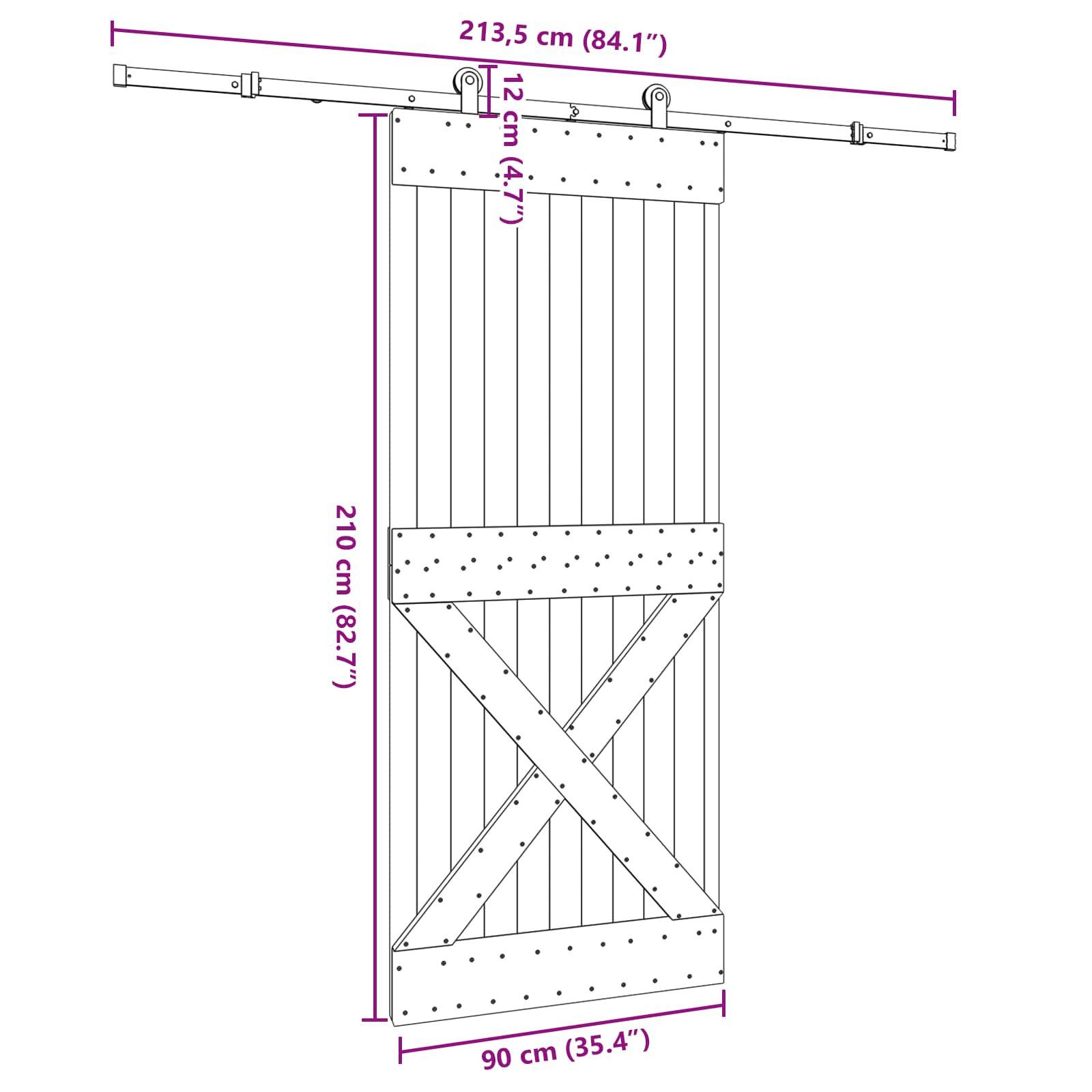 vidaXL Schiebetür Schiebetür NARVIK Natürlich und Schwarz 90 x 210 cm (213,5 cm) (1-St)