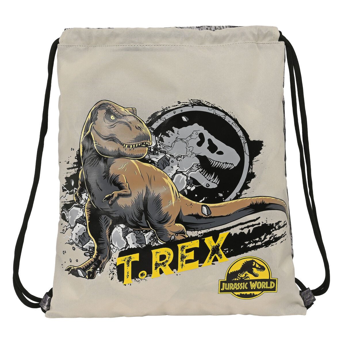 Jurassic World Rucksack Rucksacktasche mit Bändern Jurassic World Warning Grau 35x40x1 cm