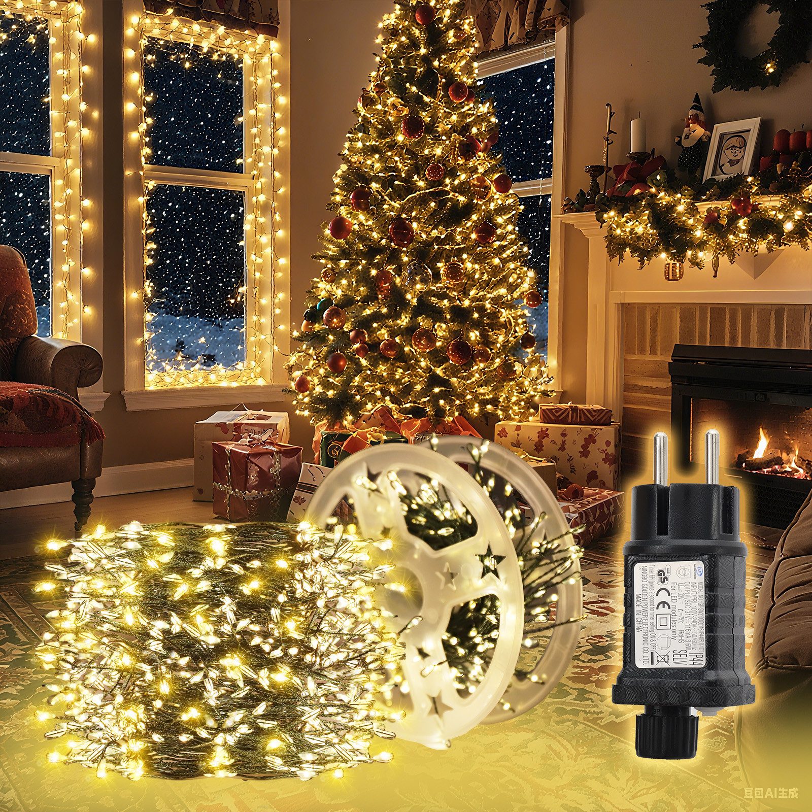 Salcar LED-Lichterkette LED-Lichterkette Aussen Cluster Weihnachtslichterkette Warmweiß, 15M-600 LEDs, 8 Modi, Timer & Memory für Weihnachtsdeko Innen & Außen