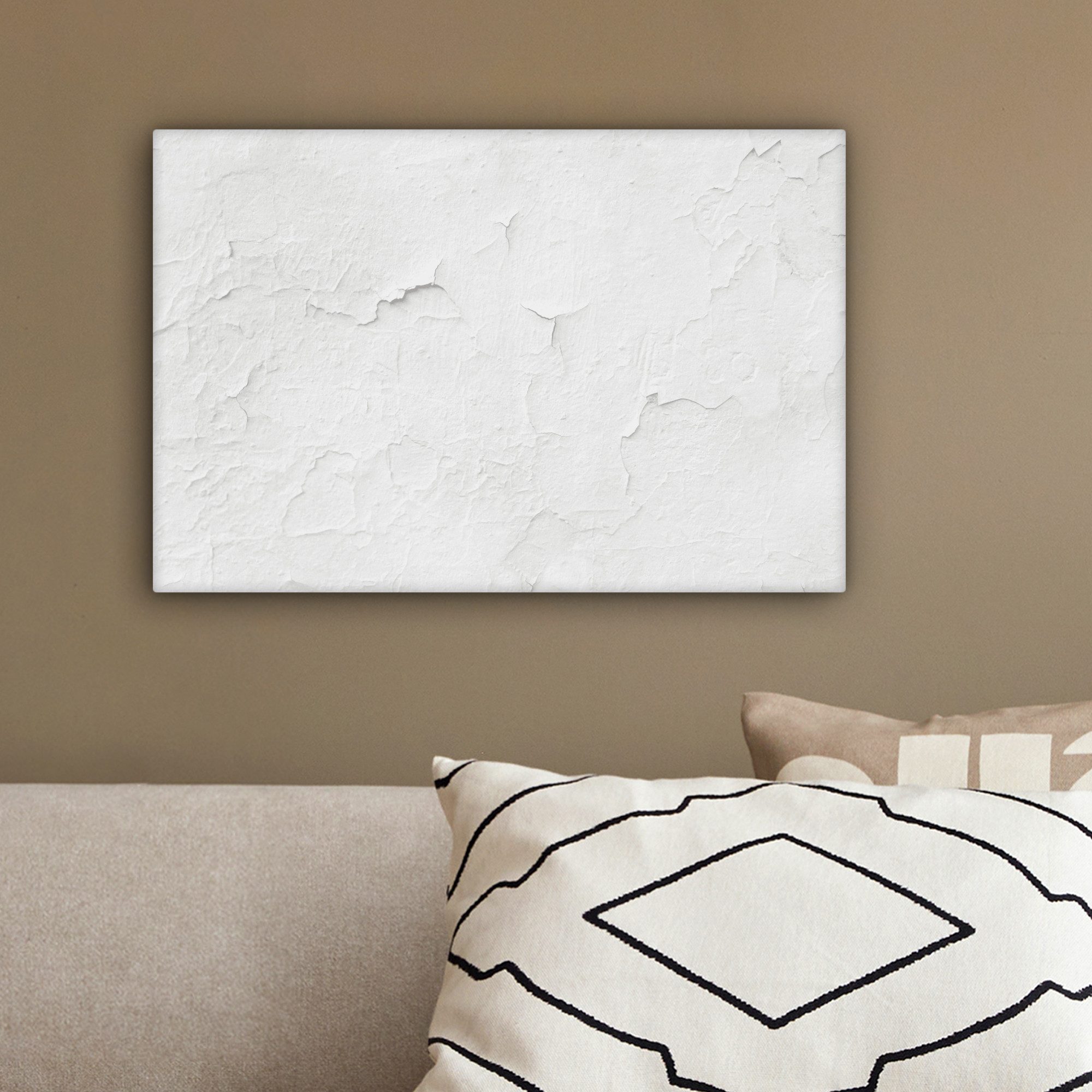 OneMillionCanvasses® Leinwandbild Spachtelmasse - Weiß - Textur, Fotodruck (1 St), Leinwand Bilder Klein, Wand Dekoration Aesthetic 30x20 cm – Bild 4 von 5