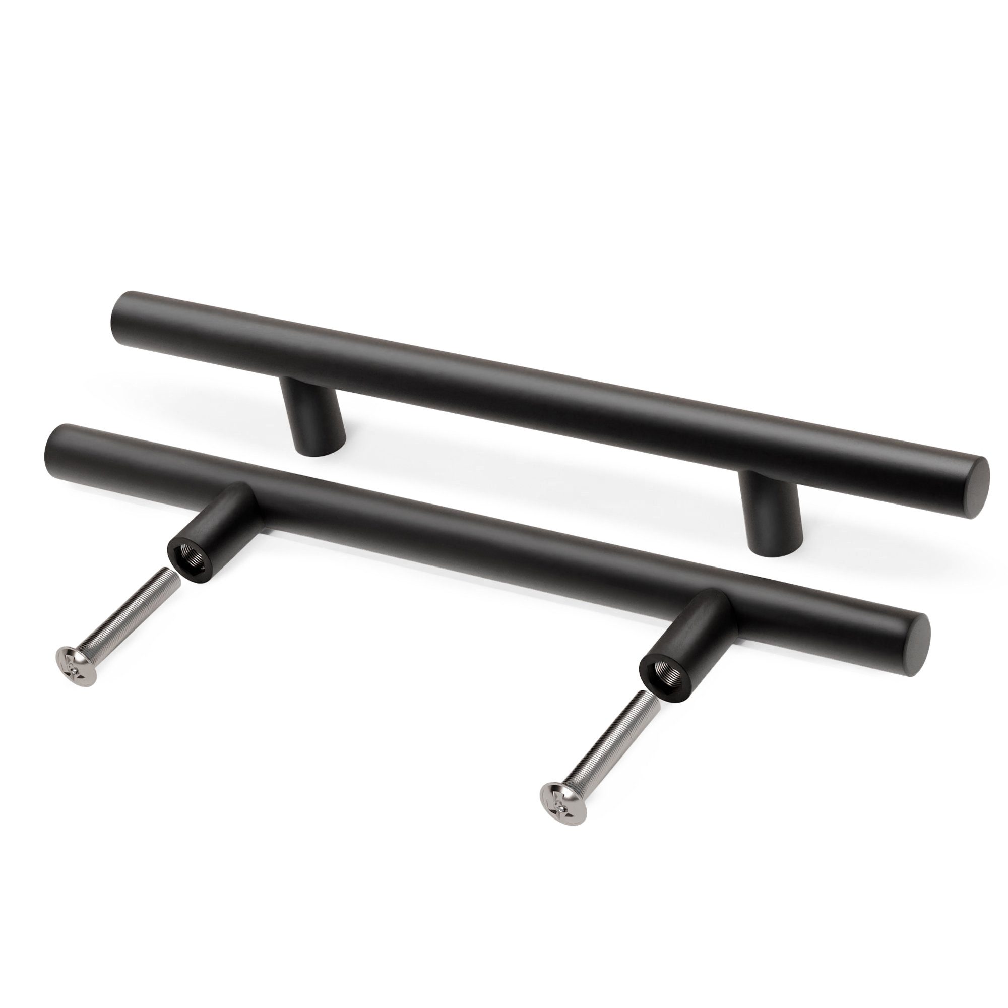 Prima-Online Möbelgriff Möbelgriff Küchengriff Schrankgriff mit Schrauben Schwarz Matt 10-50cm (1-St)