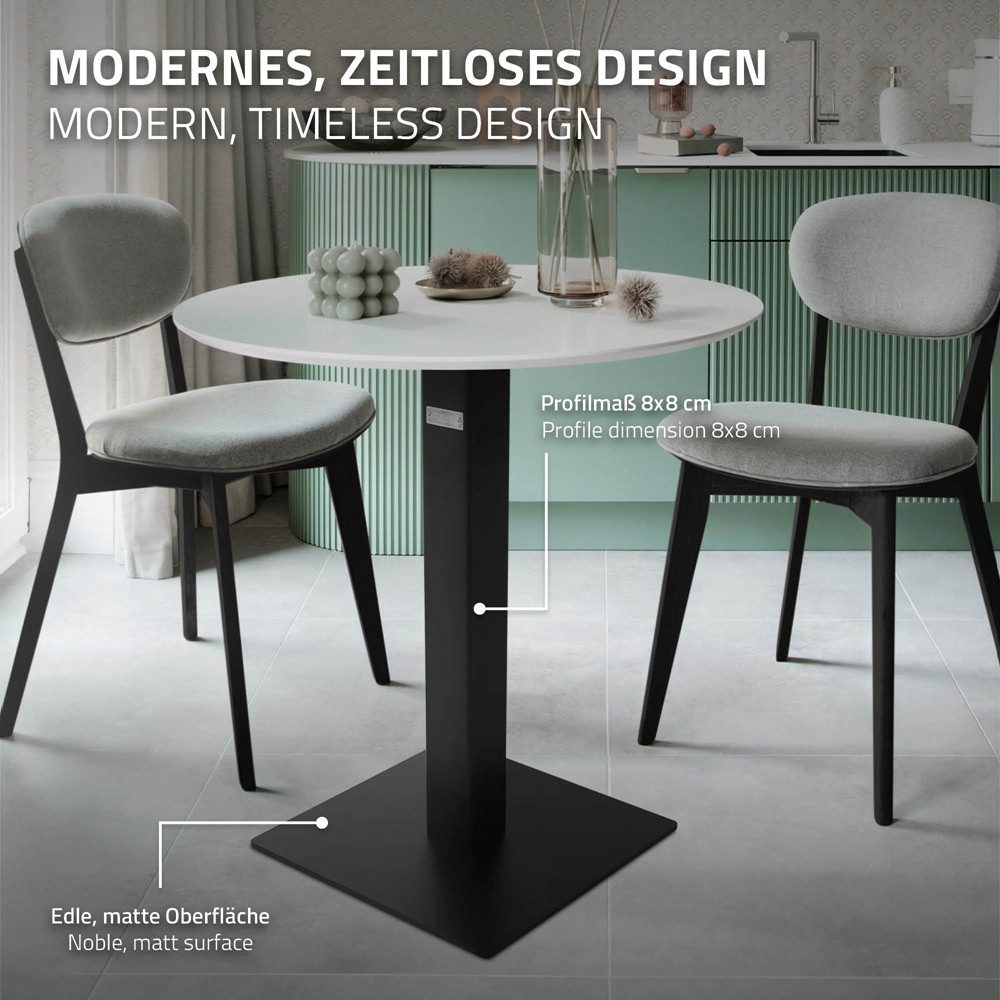 ML-DESIGN Tischbein Tischgestell mit Bodenplatte aus pulverbeschichteter Stahl Tischfuß, Tischuntergestell Höhe 72cm Schwarz Metall Bodenplatte Indoor/Outdoor – Bild 4 von 5
