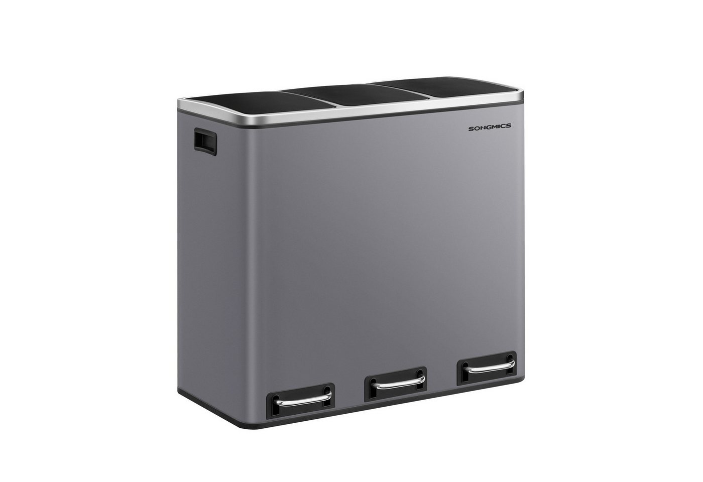 SONGMICS Mülleimer Mülltrennsystem, 3 x 18 L, ergonomisch, 3 Fächer