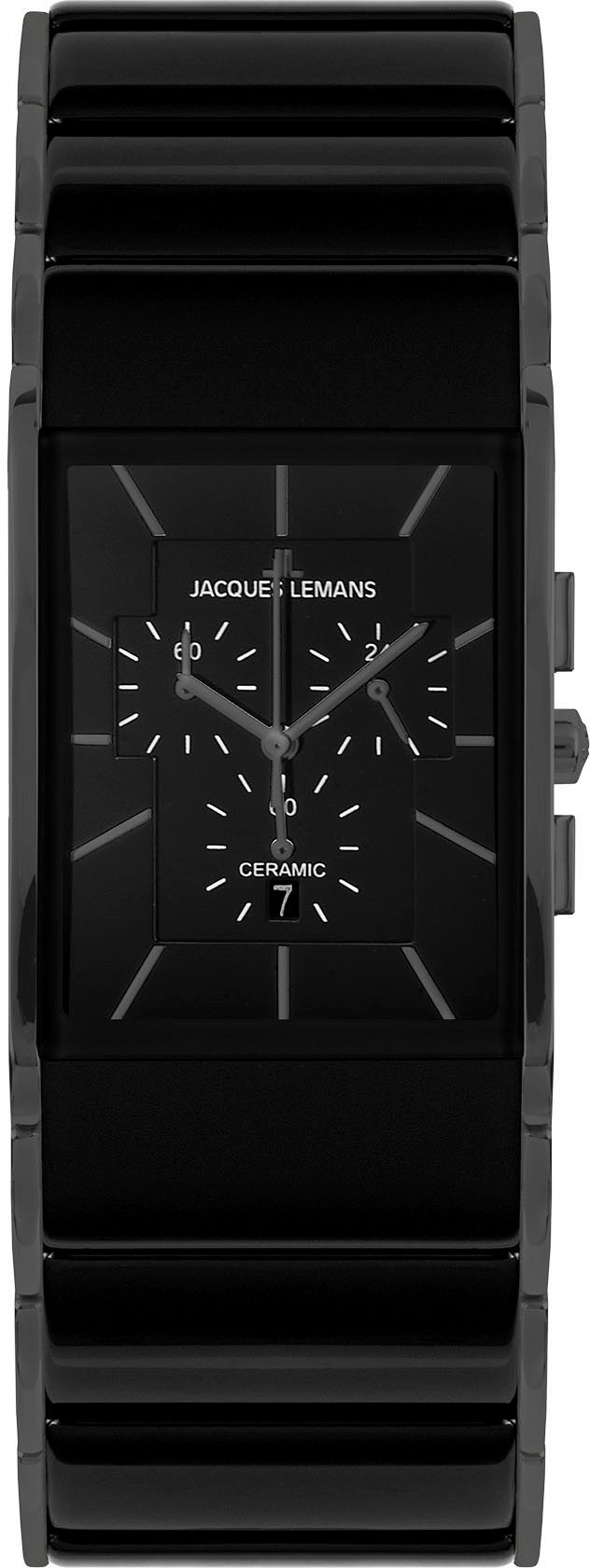 Jacques Lemans Chronograph Dublin 1-1941C, Quarzuhr, Armbanduhr, Damenuhr, Herrenuhr, Keramik, Stoppfunktion