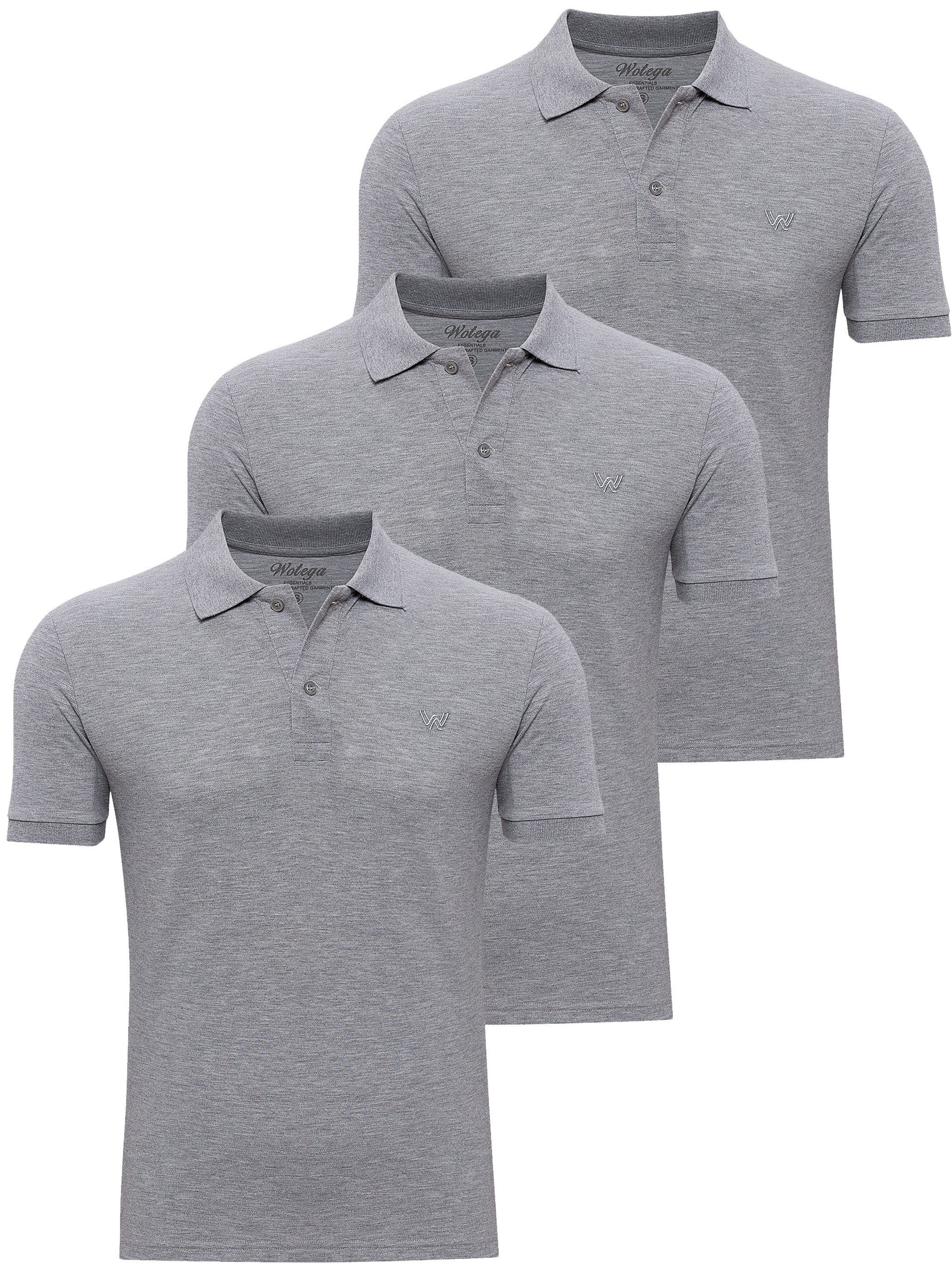 WOTEGA Poloshirt Nova Polo Shirt 3-Pack (Set, 3er-Pack) Grau (griffin 175102)