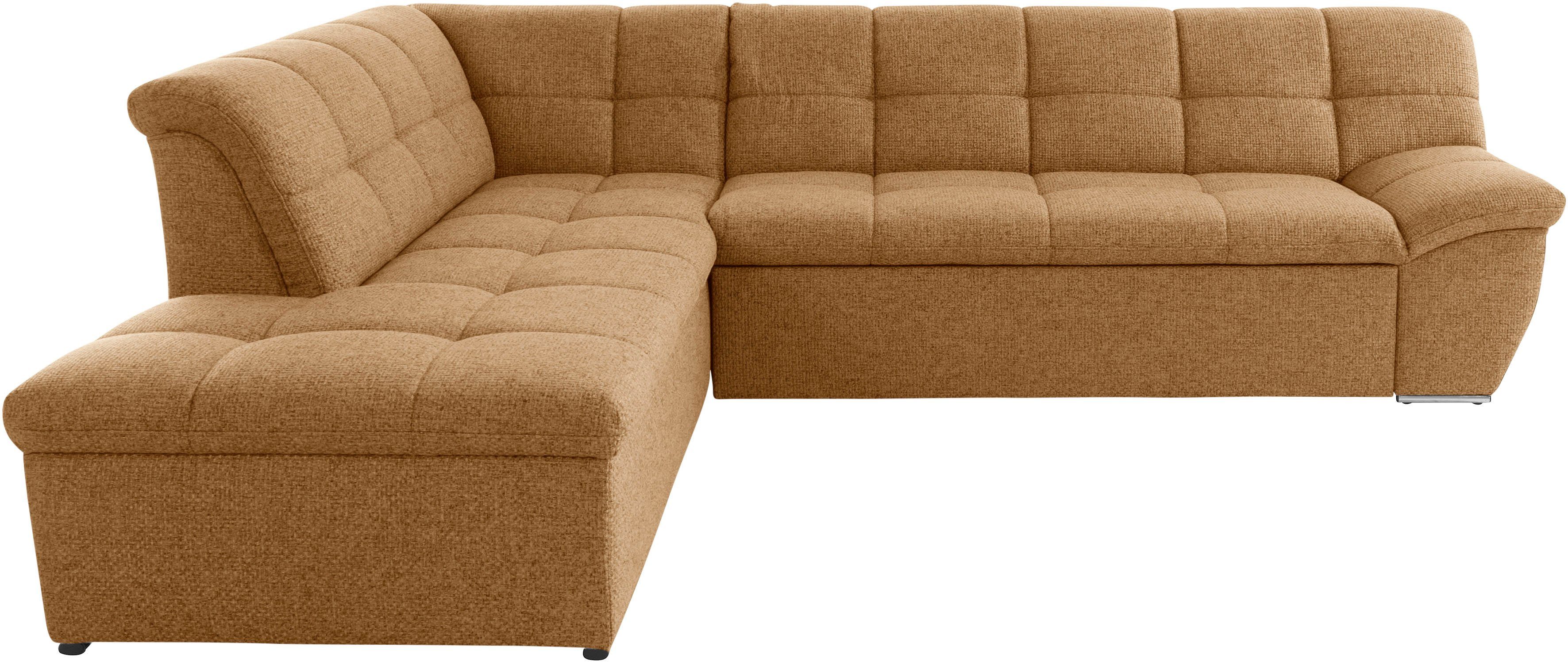 DOMO collection Ecksofa Lagoa, moderne Sitzheftung, bequem und komfortabel, L-Form, wahlweise mit Bettfunktion, frei im Raum stellbar, große Farbvielfalt