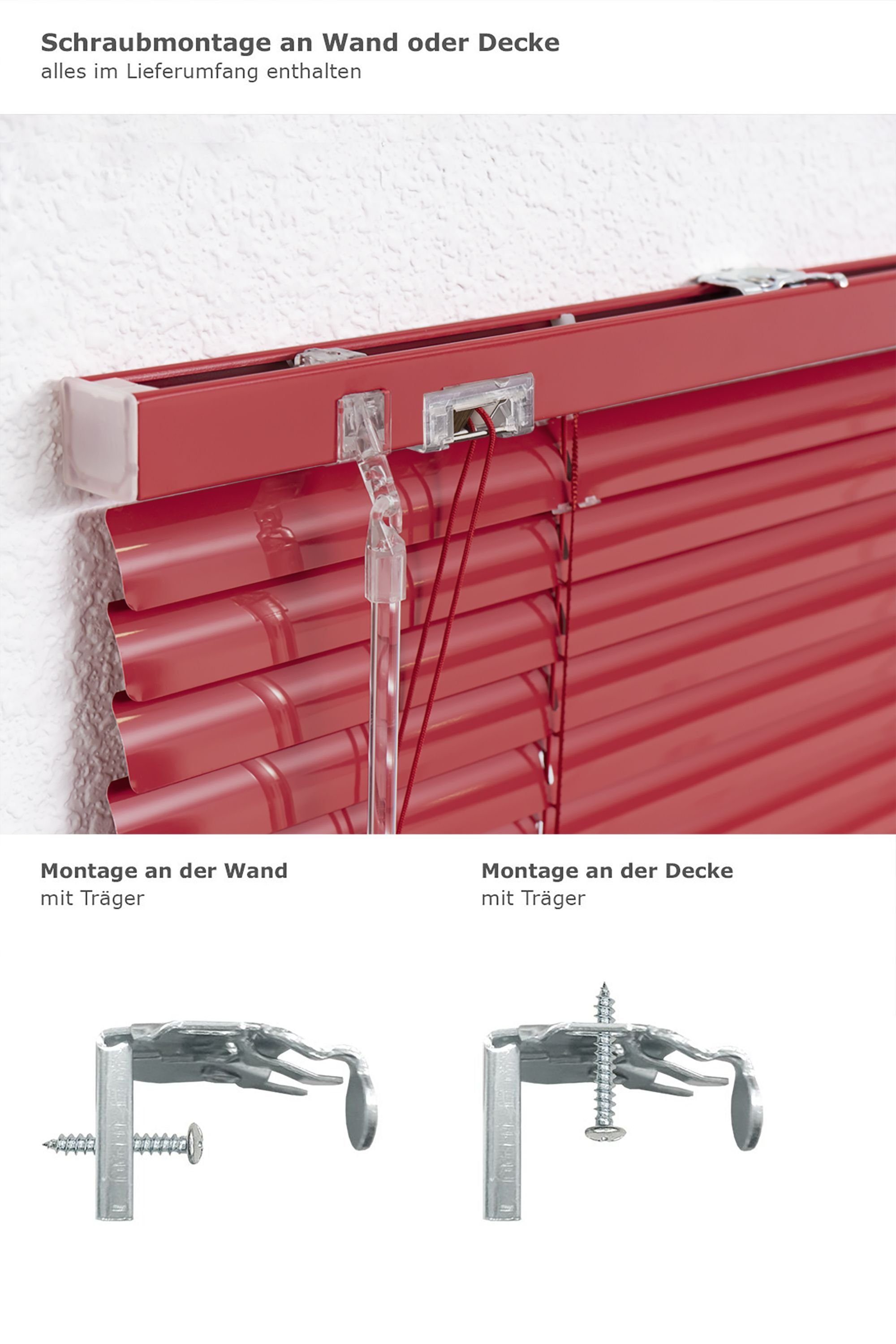LYSEL® Jalousie Alu 25mm Rot, HxB 160x140cm