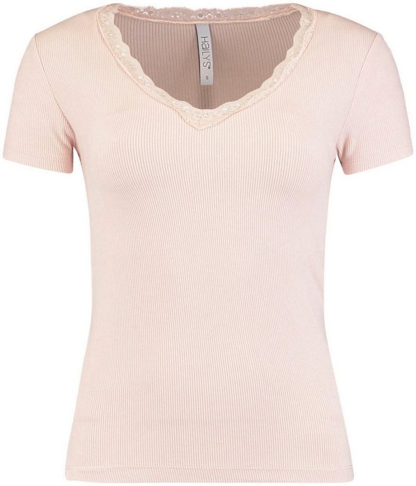 HaILY\'S V-Shirt mit Spitze, V-Ausschnitt mit Spitzenkante