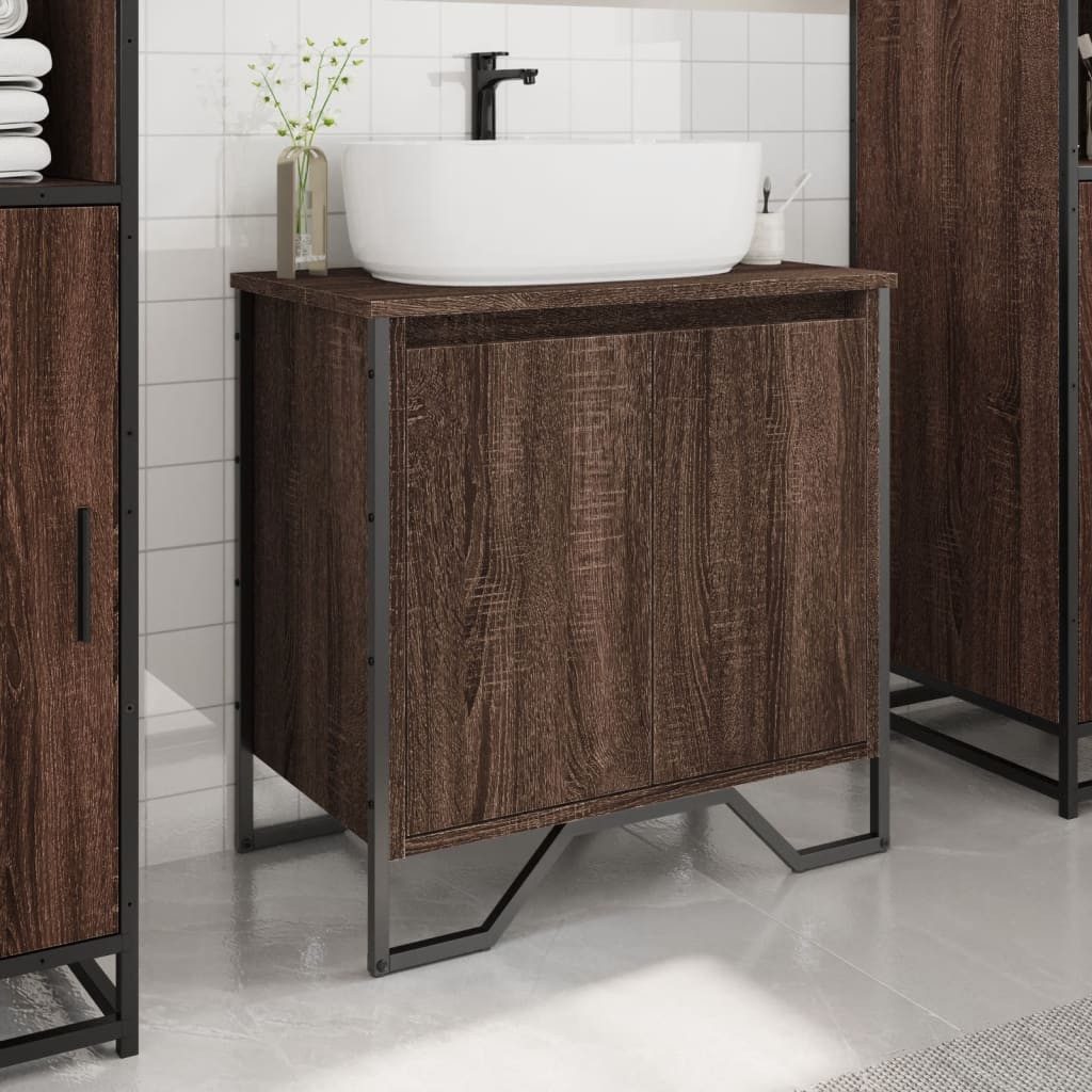 vidaXL Badezimmer-Set Waschbeckenunterschrank Braun Eichen-Optik 60x35x60 günstig online kaufen