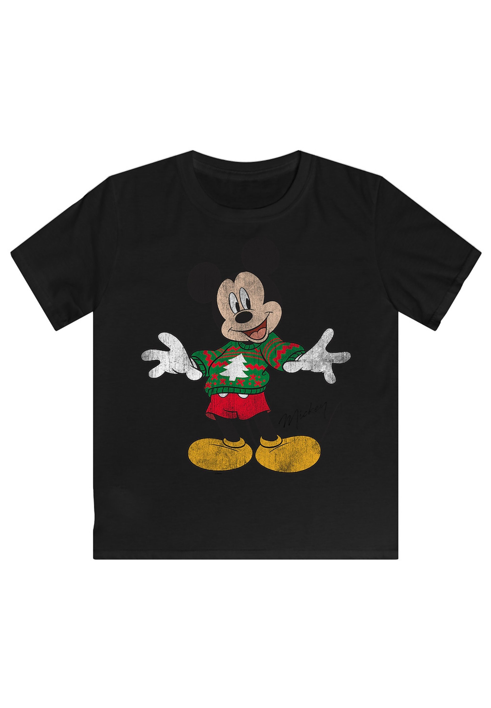Print Weihnachten Disney Maus F4NT4STIC schwarz T-Shirt Micky