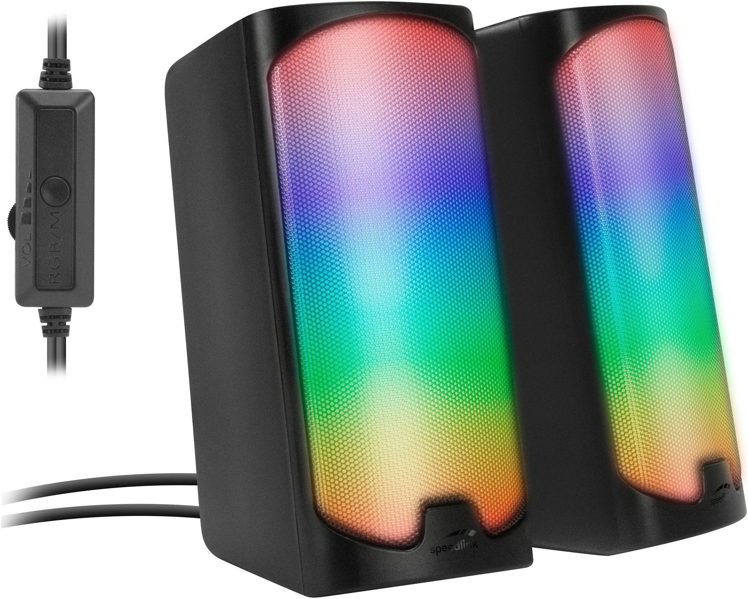 Speedlink TONOS RGB Gaming Stereo Speaker PC-Lautsprecher (RGB Beleuchtung, Bluetooth Verbindung zum Smartphone, Tablet, etc)