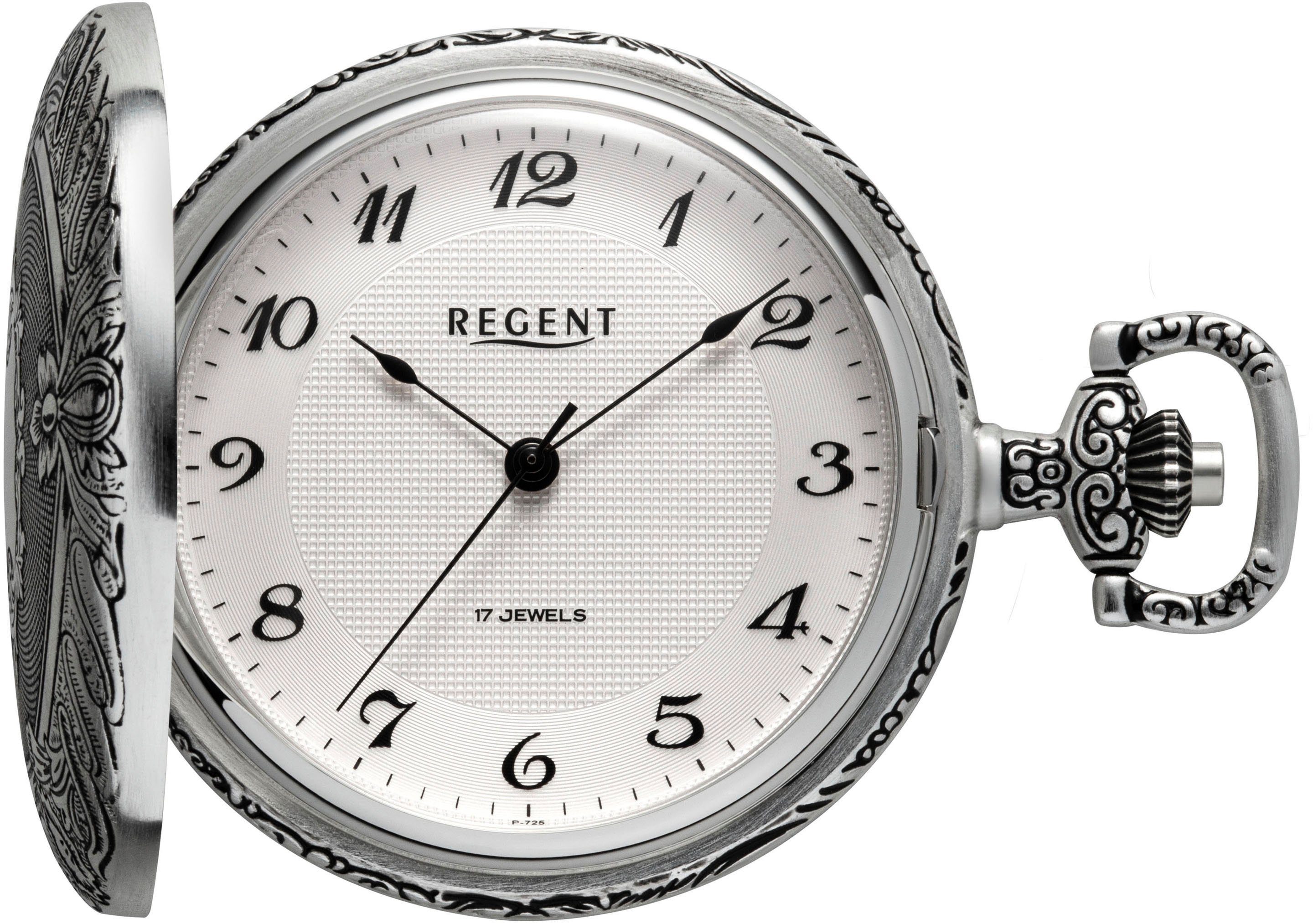 Regent Taschenuhr P725-19467749, (Set, 2-tlg., mit dazu passender Kette), Herrenuhr, Handaufzug, Acrylglas