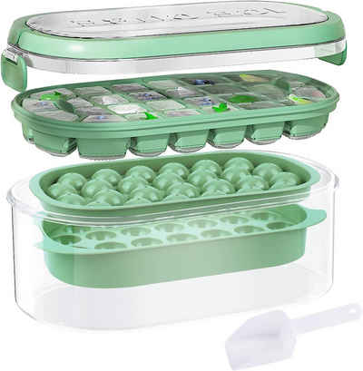 Mrichbez Eiswürfelform Eiswürfelbehälter mit Deckel Und Behälter, (1-tlg), 54 stück Eiswürfel, Eiswürfelform einfaches Drücken