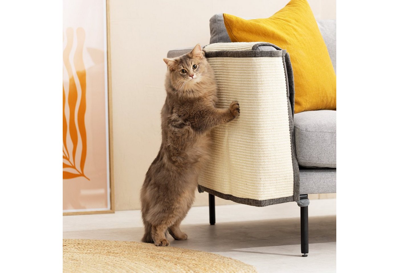 Thumbnail - Navaris Kratzpappe Kratzmatte für Sofa - Sisal Kratzteppich für Katzen & Hunde
