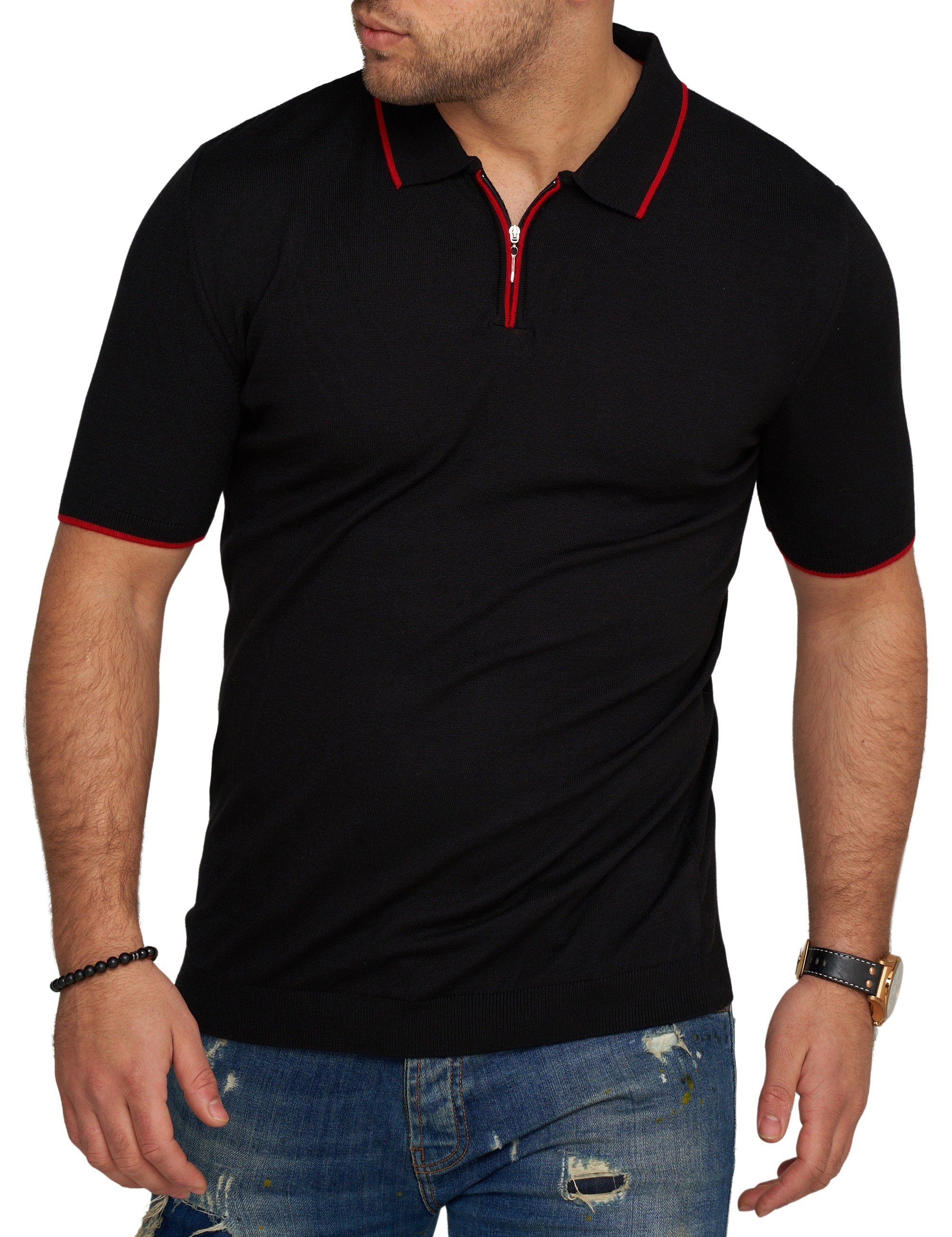 Kurzarm Stripe Strick Poloshirt CRRONDA Schwarz Polo CARISMA T-Shirt