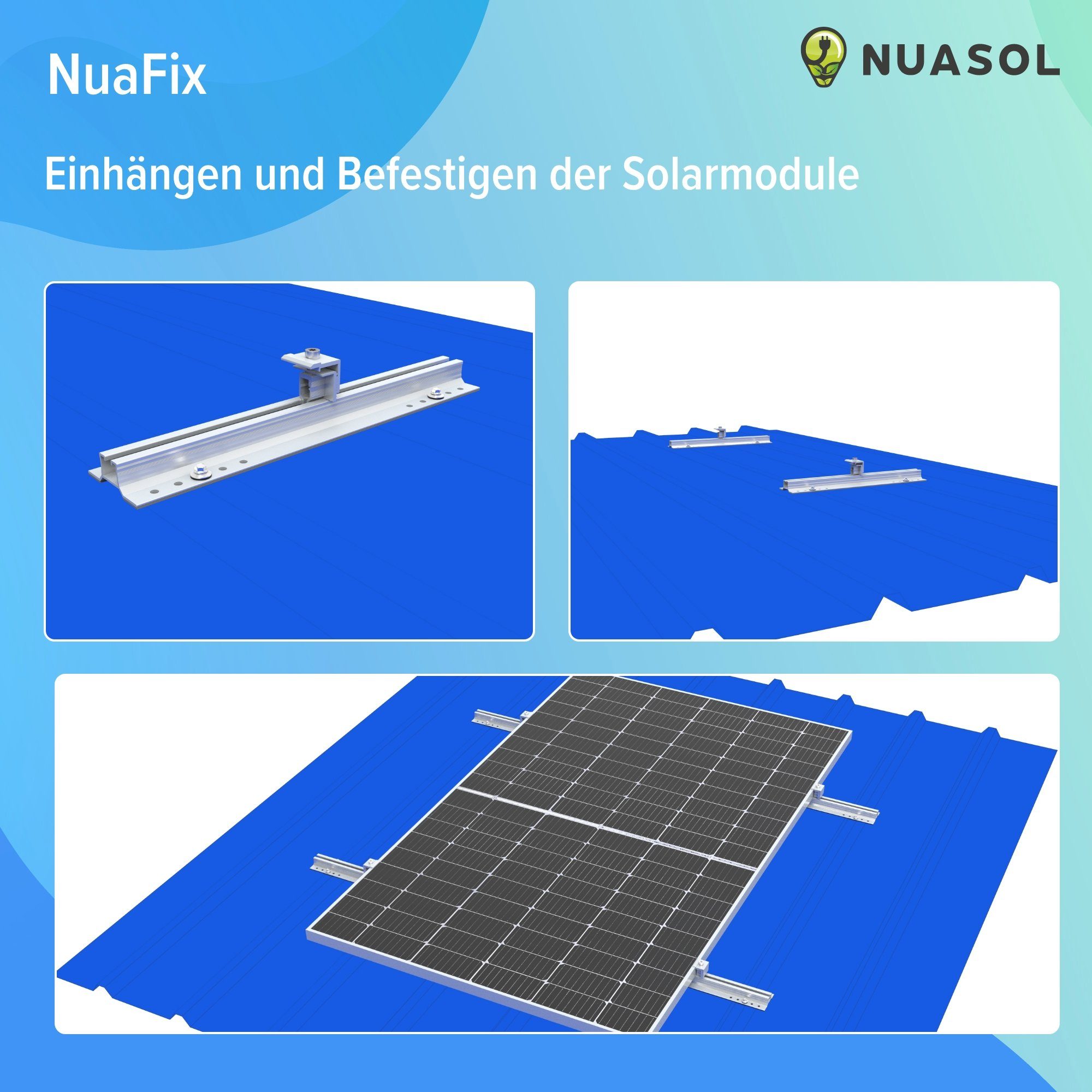 NuaSol Solarmodul-Halterung Trapezblechdach-Montageset Kurzprofil 40 cm – Bild 5 von 5