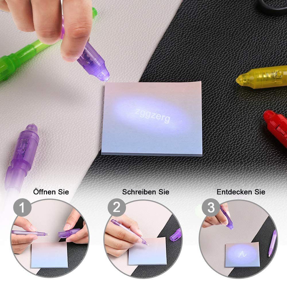 Unsichtbar UV mit zggzerg Schreiben Licht Geheimstifte (14-tlg) 14 Stück Stift, Kinder Aquarellstifte