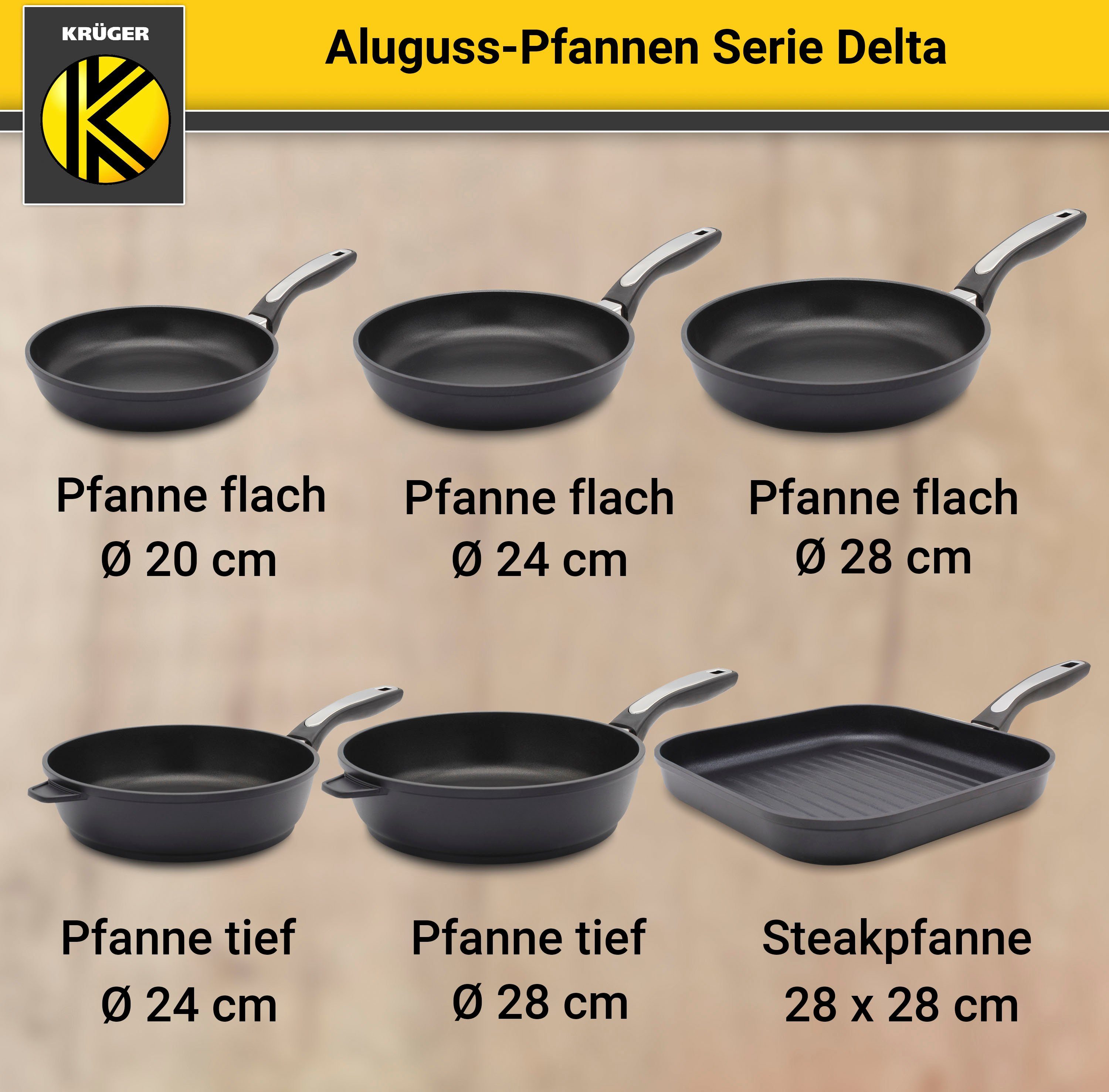 Krüger Delta, Aluminiumguss, Induktion Bratpfanne