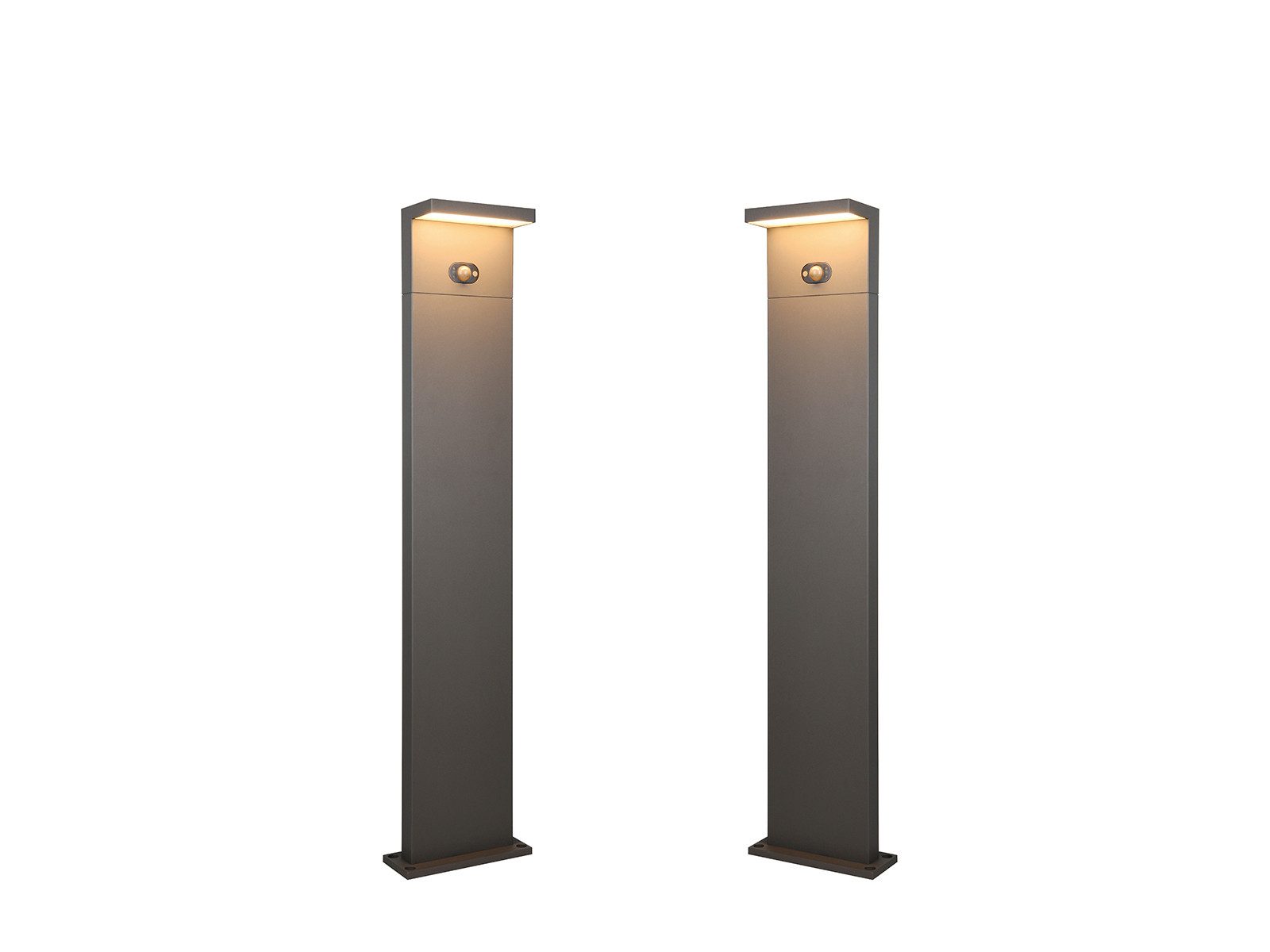 TRIO Leuchten LED Pollerleuchte, Bewegungsmelder, LED fest integriert, Warmweiß, Neutralweiß, 2er Set HYBRID Garten Wegbeleuchtung mit Strom und Solar, Höhe 100cm