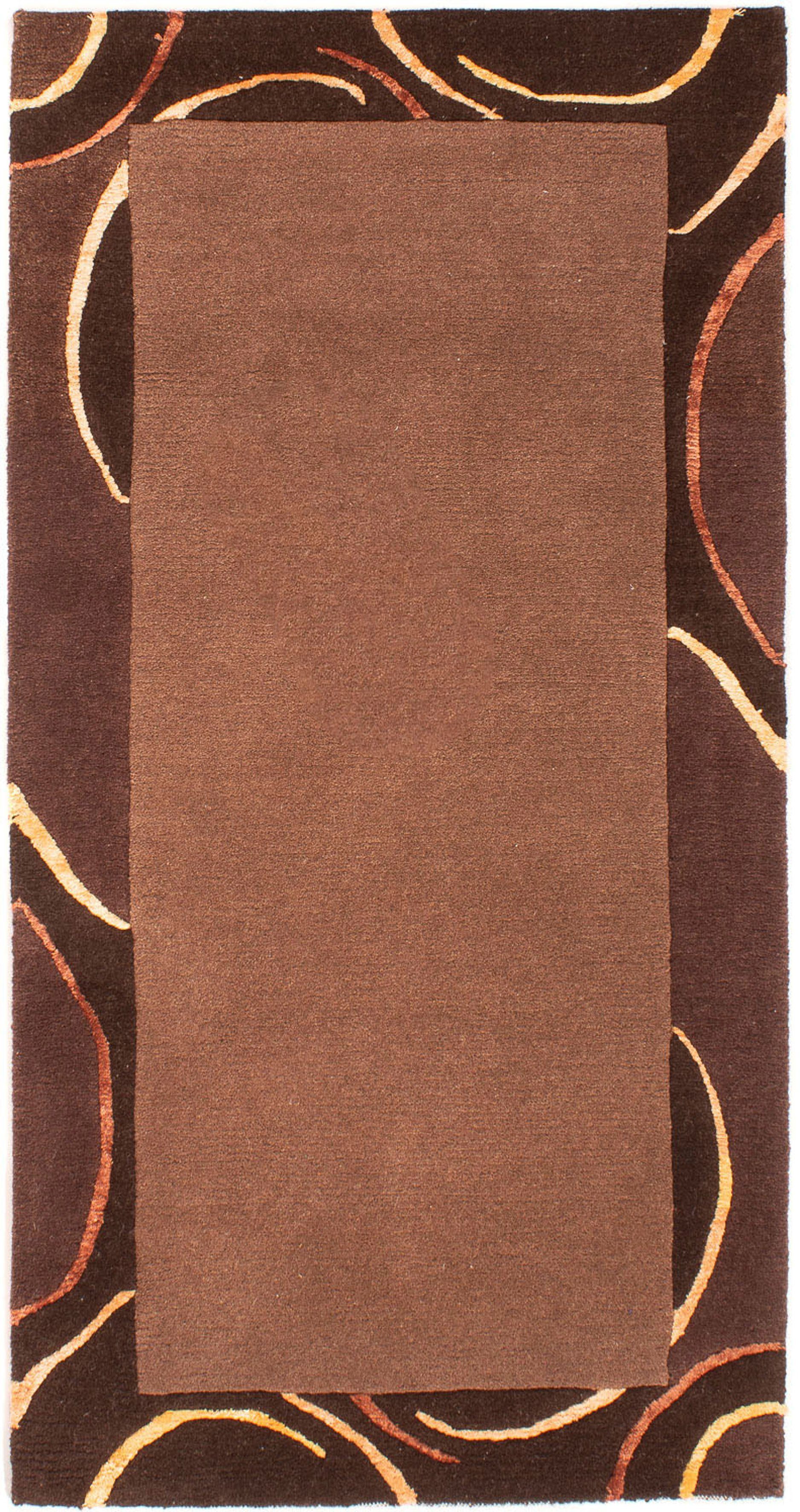 x 70 - Höhe: mit - 140 cm Wollteppich braun, Nepal Wohnzimmer, Zertifikat Einzelstück morgenland, mm, Handgeknüpft, rechteckig, 18