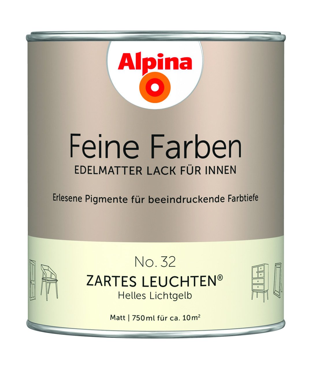 Alpina Wandfarbe Alpina Feine Farben Lack No. 32 Zartes Leuchten -