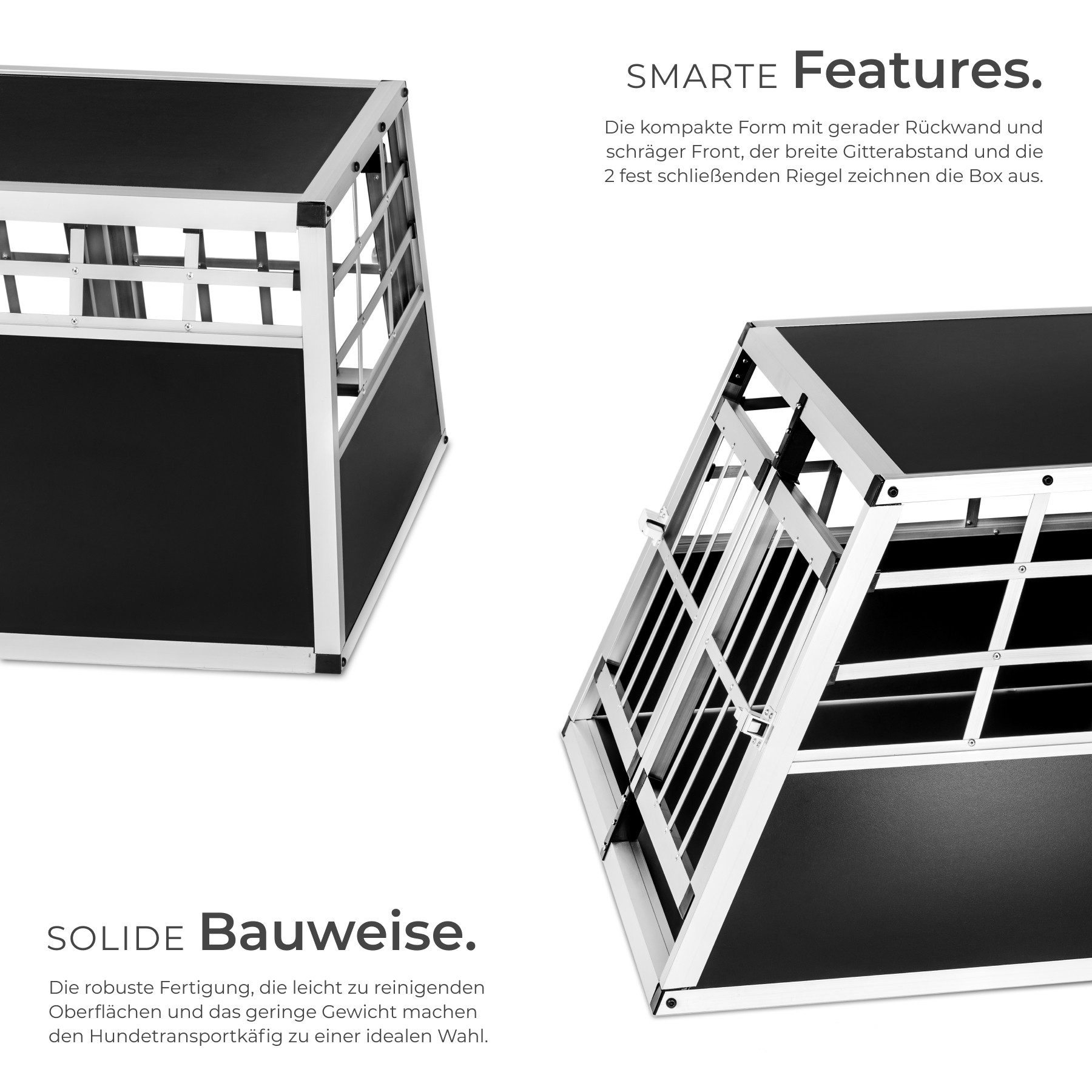tectake Tiertransportbox Hundetransportbox doppel, mit gerader Rückwand