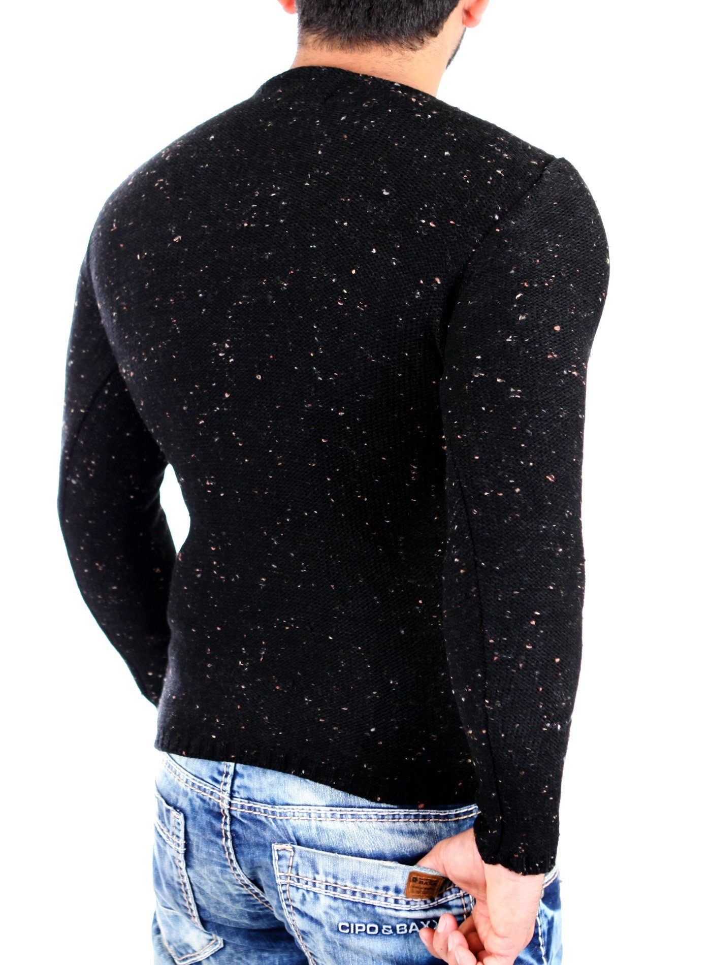 Reslad Strickpullover Reslad Strickpullover Herren Crewneck melierter Pullo günstig online kaufen