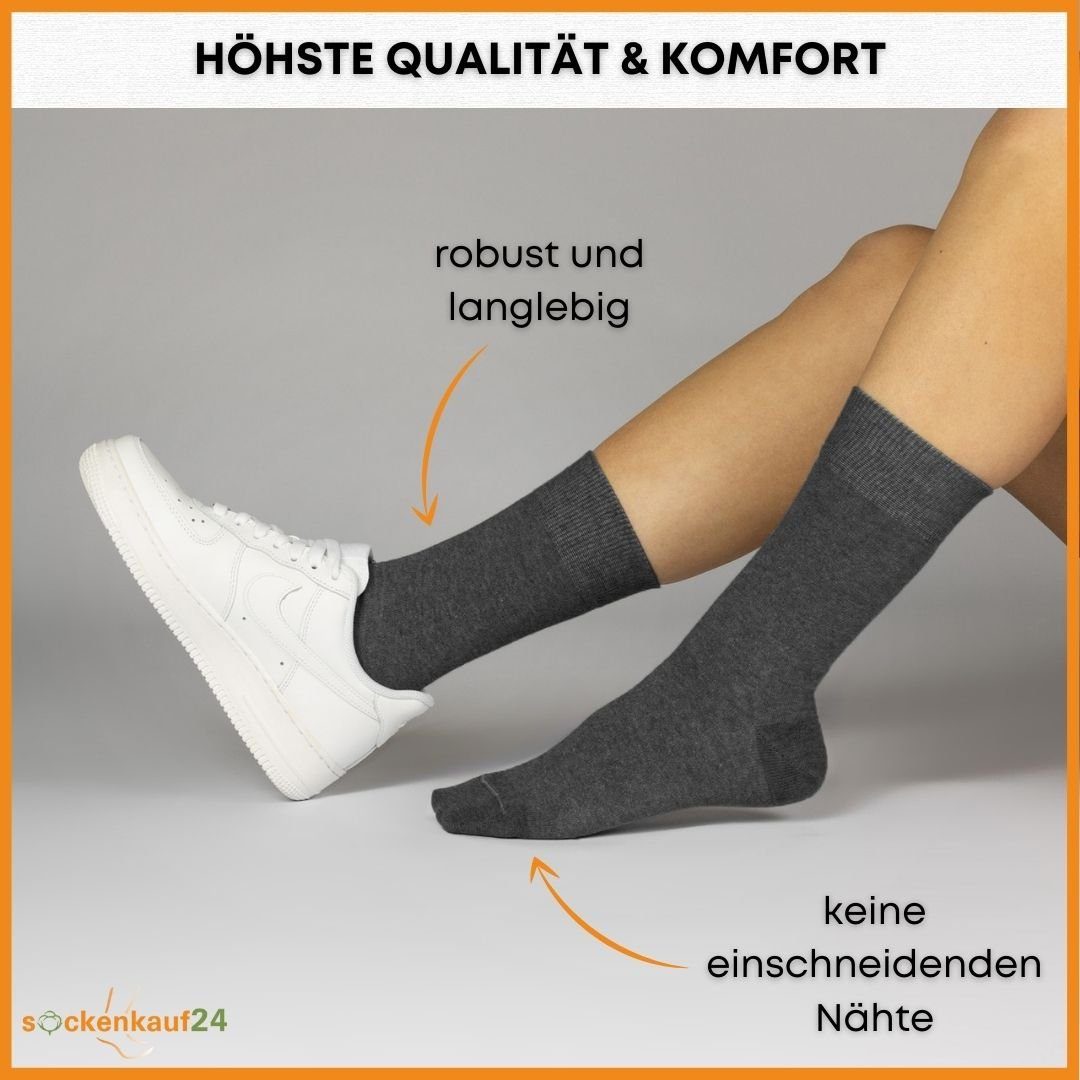 sockenkauf24 Socken 10 Paar Damen & Herren Socken Business Socken Baumwolle (Anthrazit, 47-50) mit Komfortbund (Basicline)