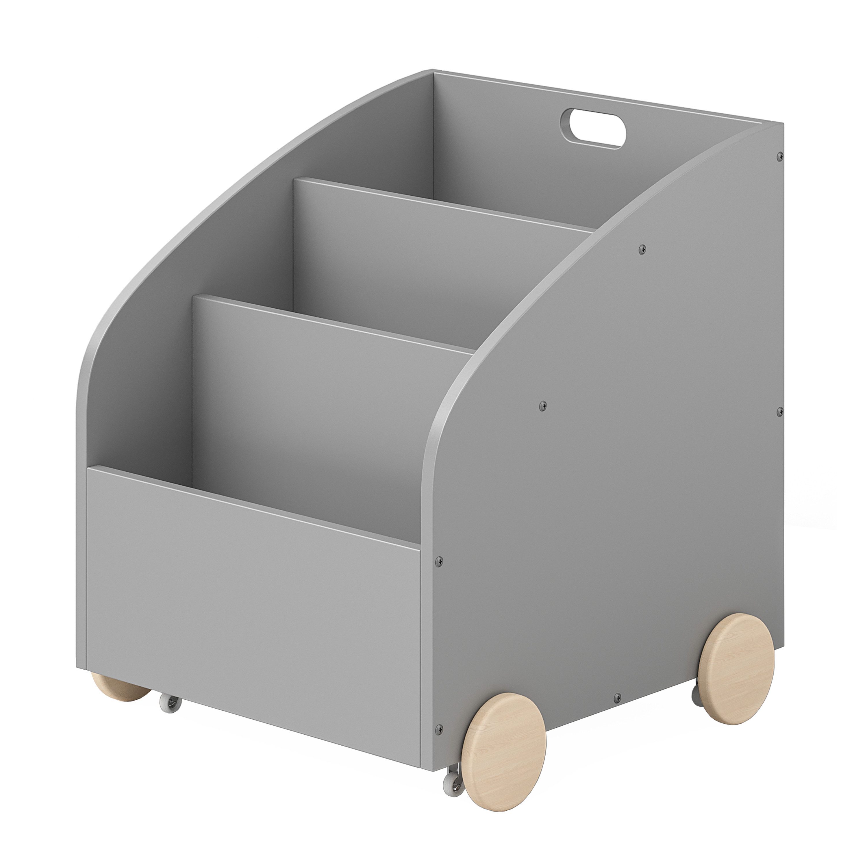 Kinder Bücherregal Mit Rollen & Tafel - Montessori Regal Fürs Kinderzimmer In Naturholz