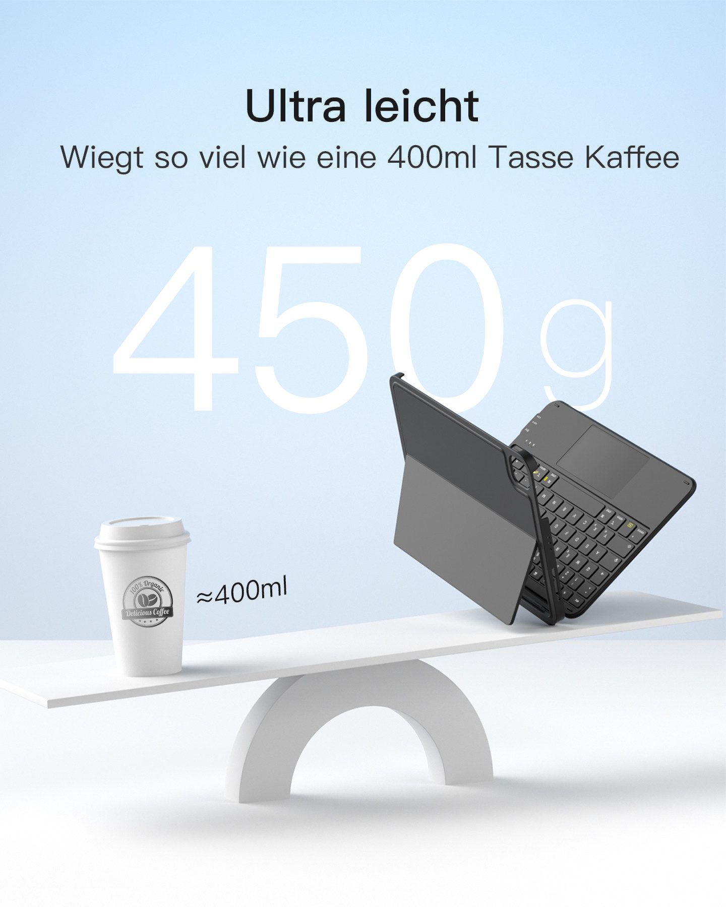 Inateck für iPad 11 Gen A16, 11 Zoll iPad Air M4 M3, iPad 10, iPad Pro 4/3/2/1 iPad-Tastatur (Ultraleichte, Abnehmbare Tastatur mit Touchpad, Tragbar) – Bild 2 von 5