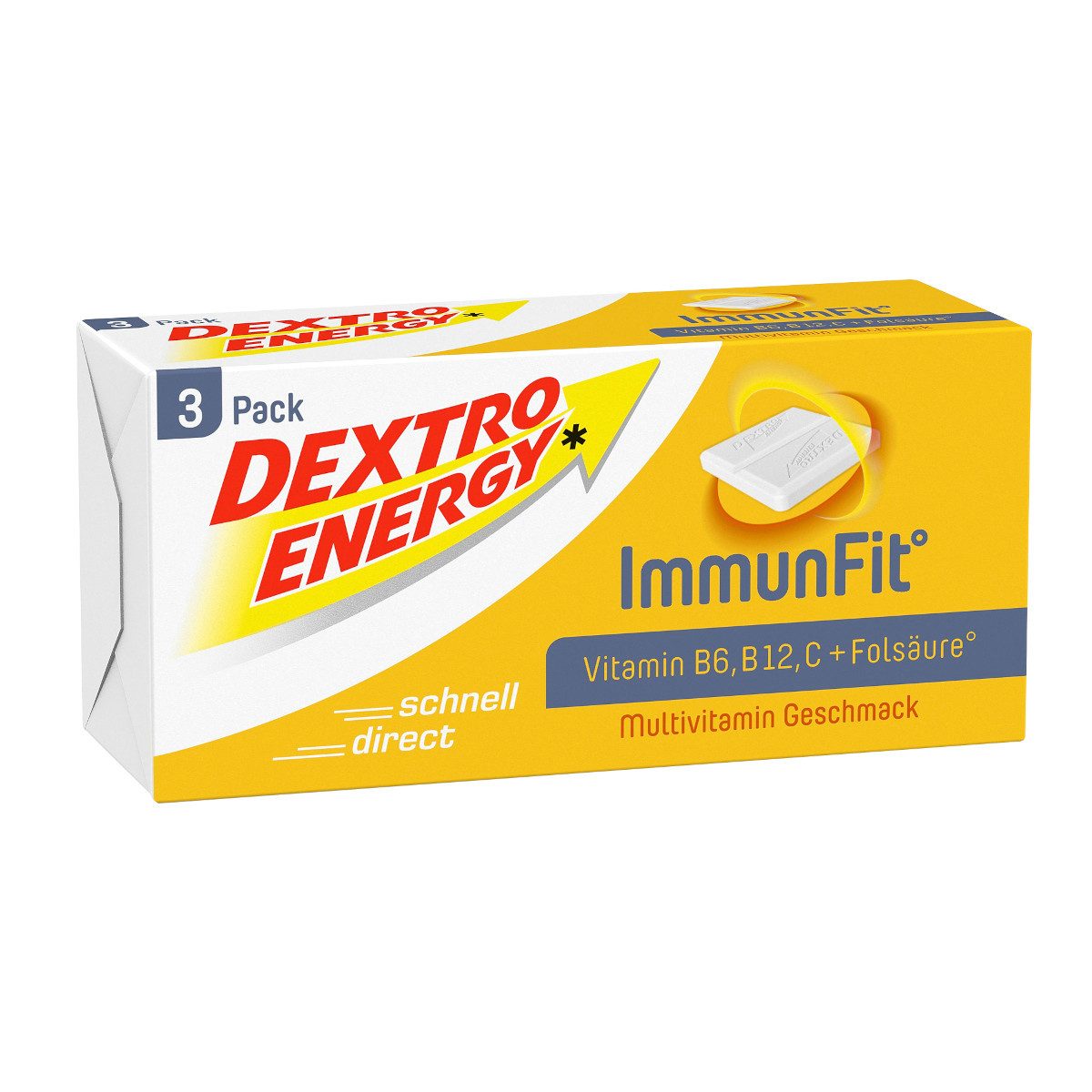 DEXTRO ENERGY Süßigkeit, Dextro Energy Immun Fit Multivitamin-Geschmack 3er Pack 138g