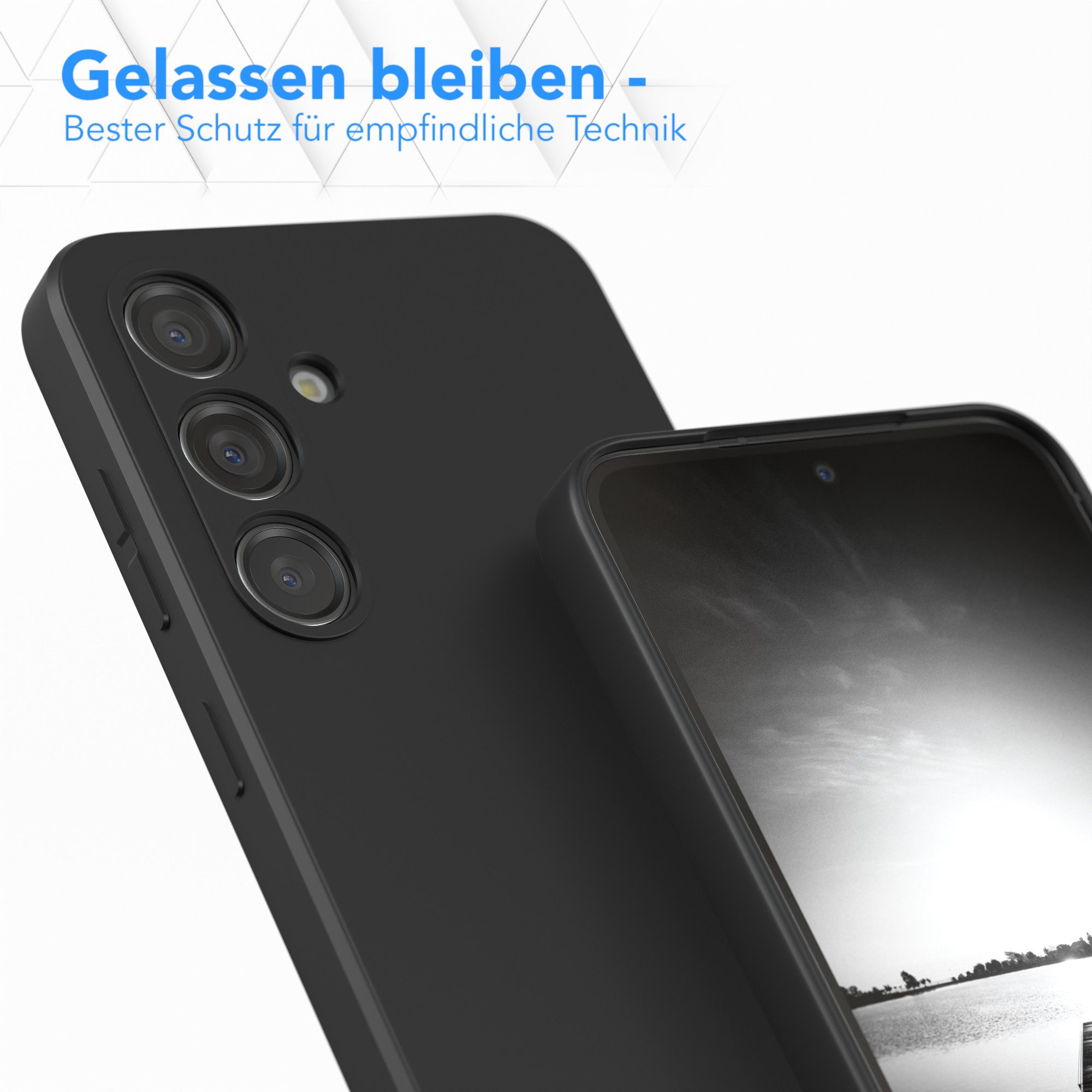 EAZY CASE Handyhülle für Samsung Galaxy S24 Hülle Silikon 6,2 Zoll, Silikon Schutzhülle mit Kameraschutz kratzfest Back Cover Etui Schwarz – Bild 4 von 5