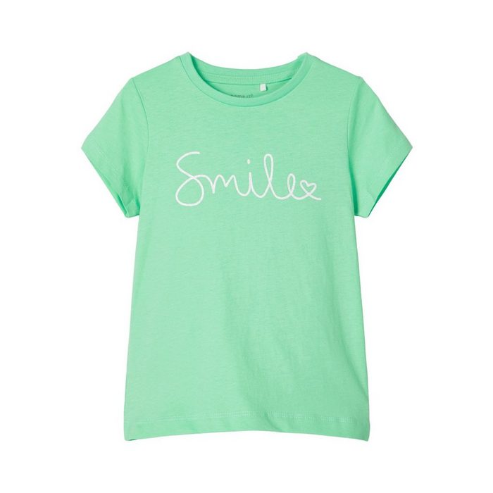 Name It T-Shirt Name It Mädchen T-Shirt aus Bio-Baumwolle &quot;Smile&quot; (1-tlg) aus reiner Baumwolle mit Frontprint