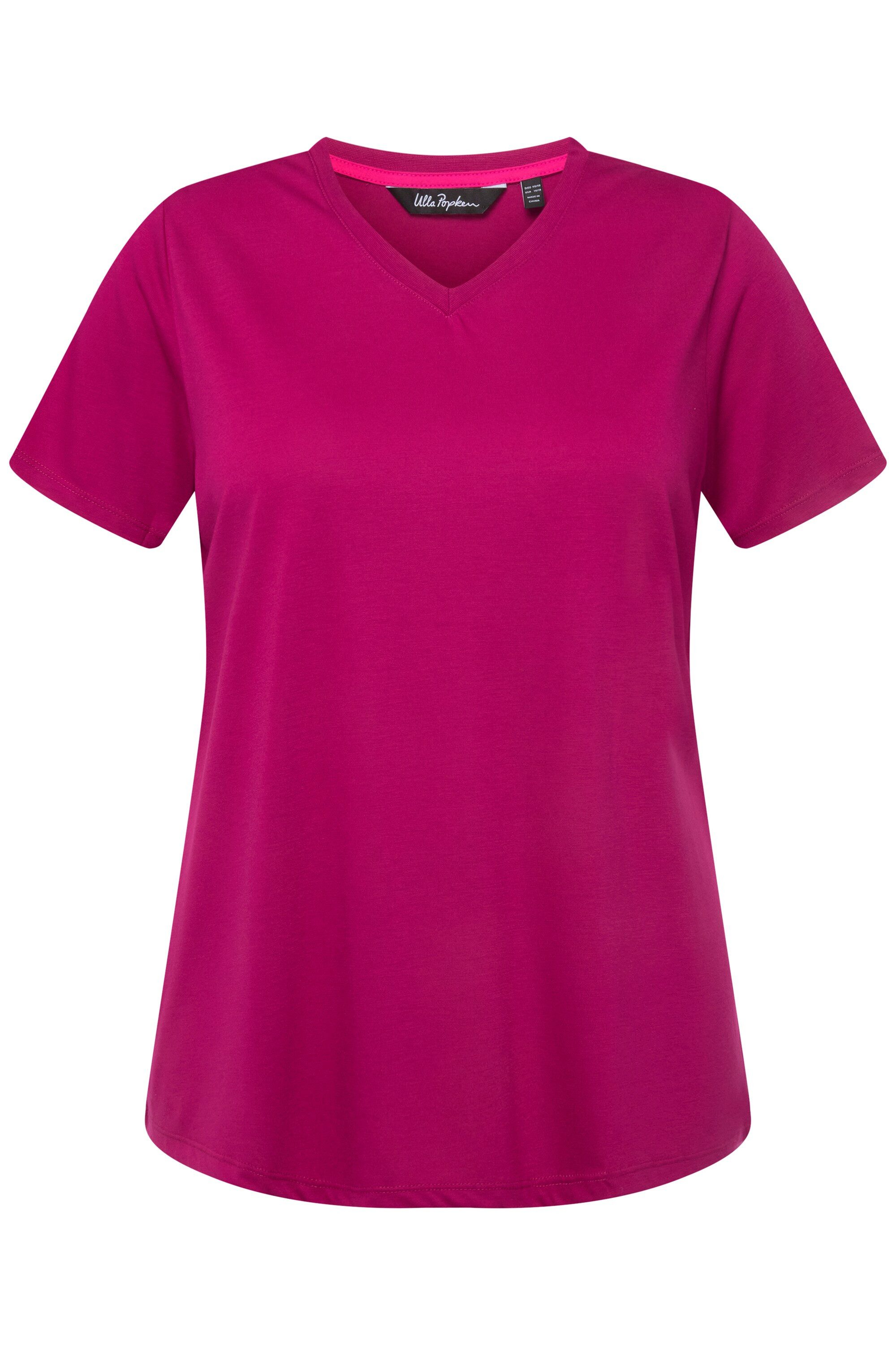 Ulla Popken T-Shirt Funktionsshirt antibakteriell V-Ausschnitt Halbarm günstig online kaufen