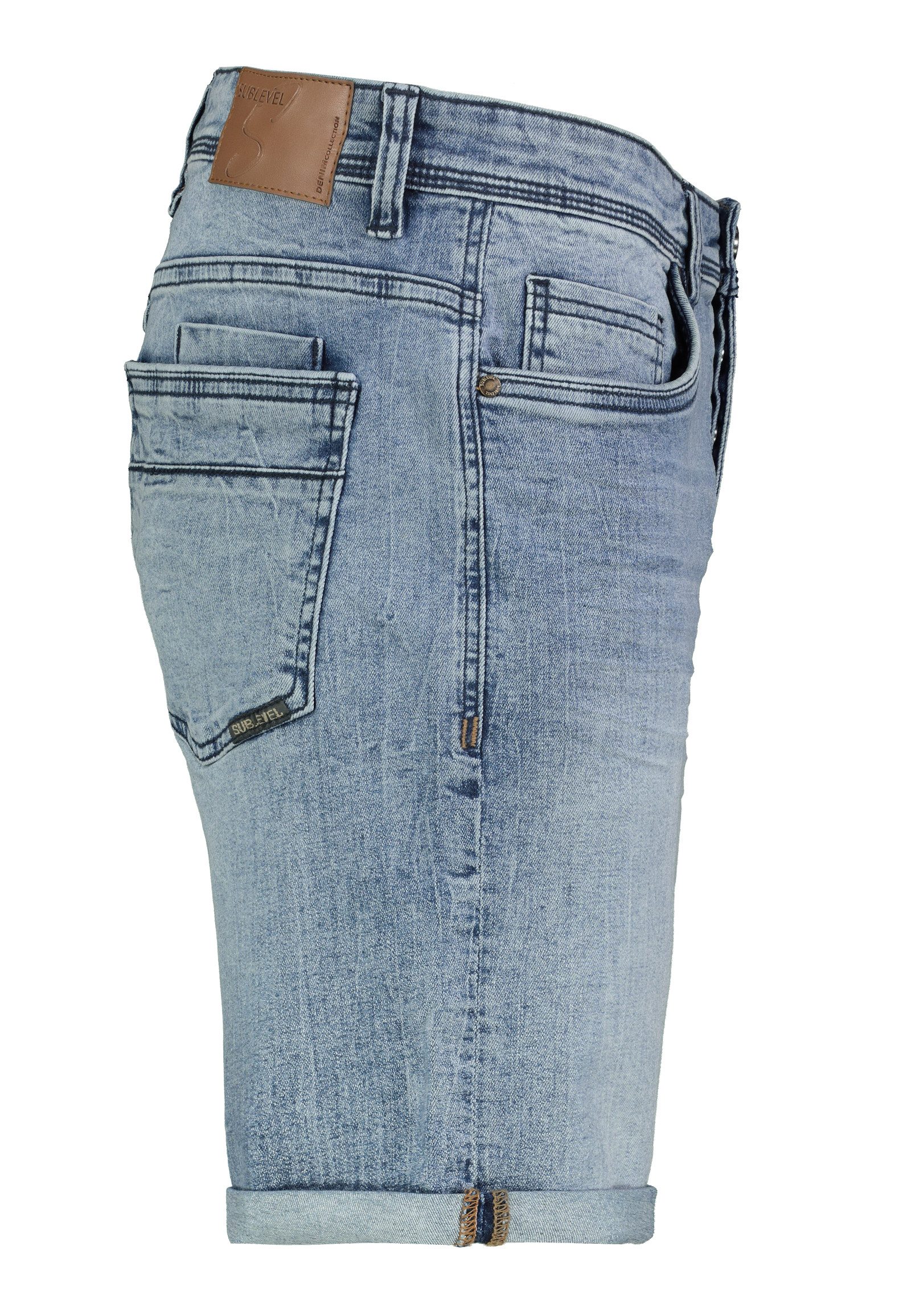 SUBLEVEL Jeansshorts mit Gürtelschlaufen und Umschlag, W32 Denim Shorts