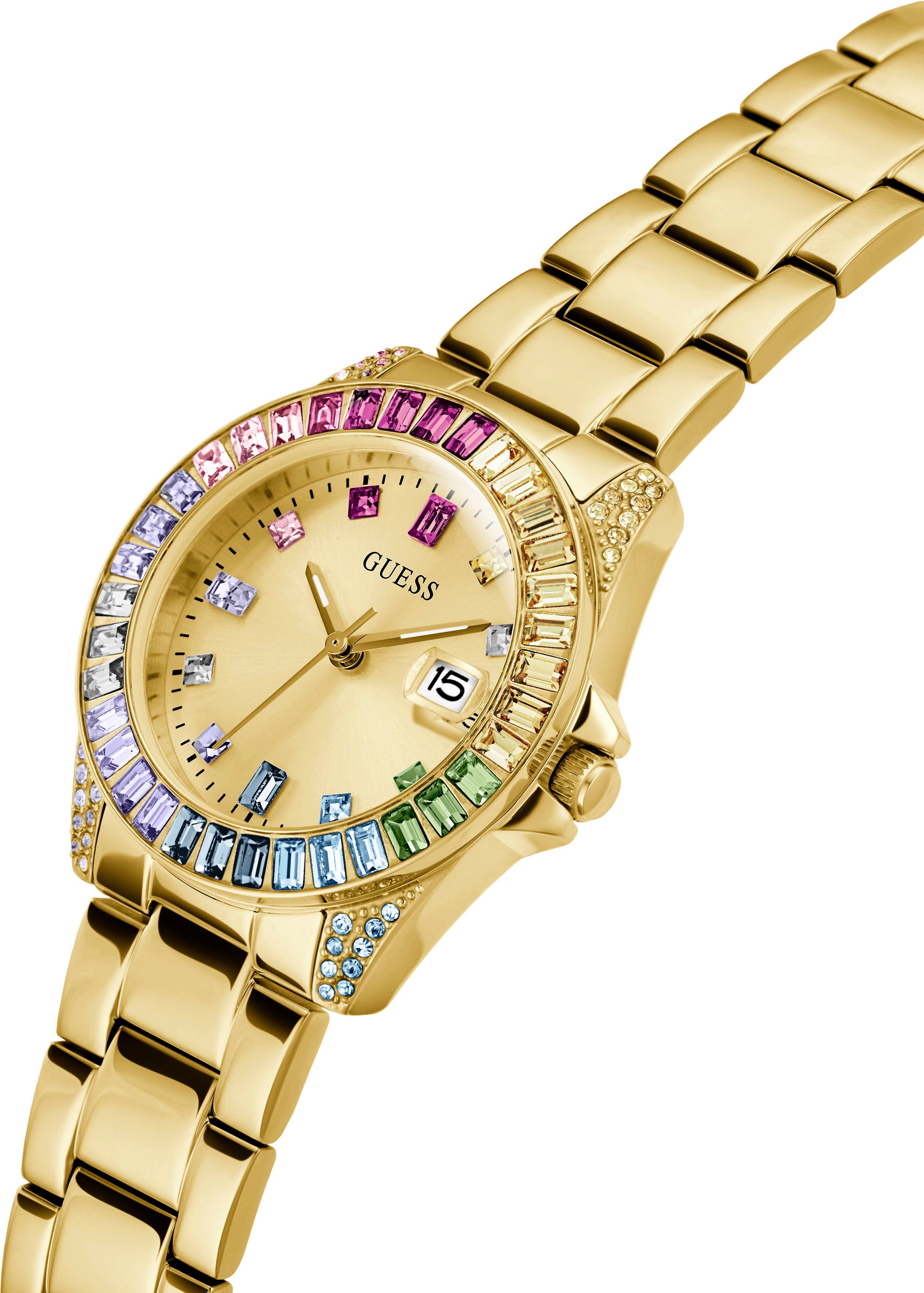 Guess Quarzuhr OPALINE GW0475L3, Armbanduhr, Damenuhr, Datum, Edelstahlarmb günstig online kaufen