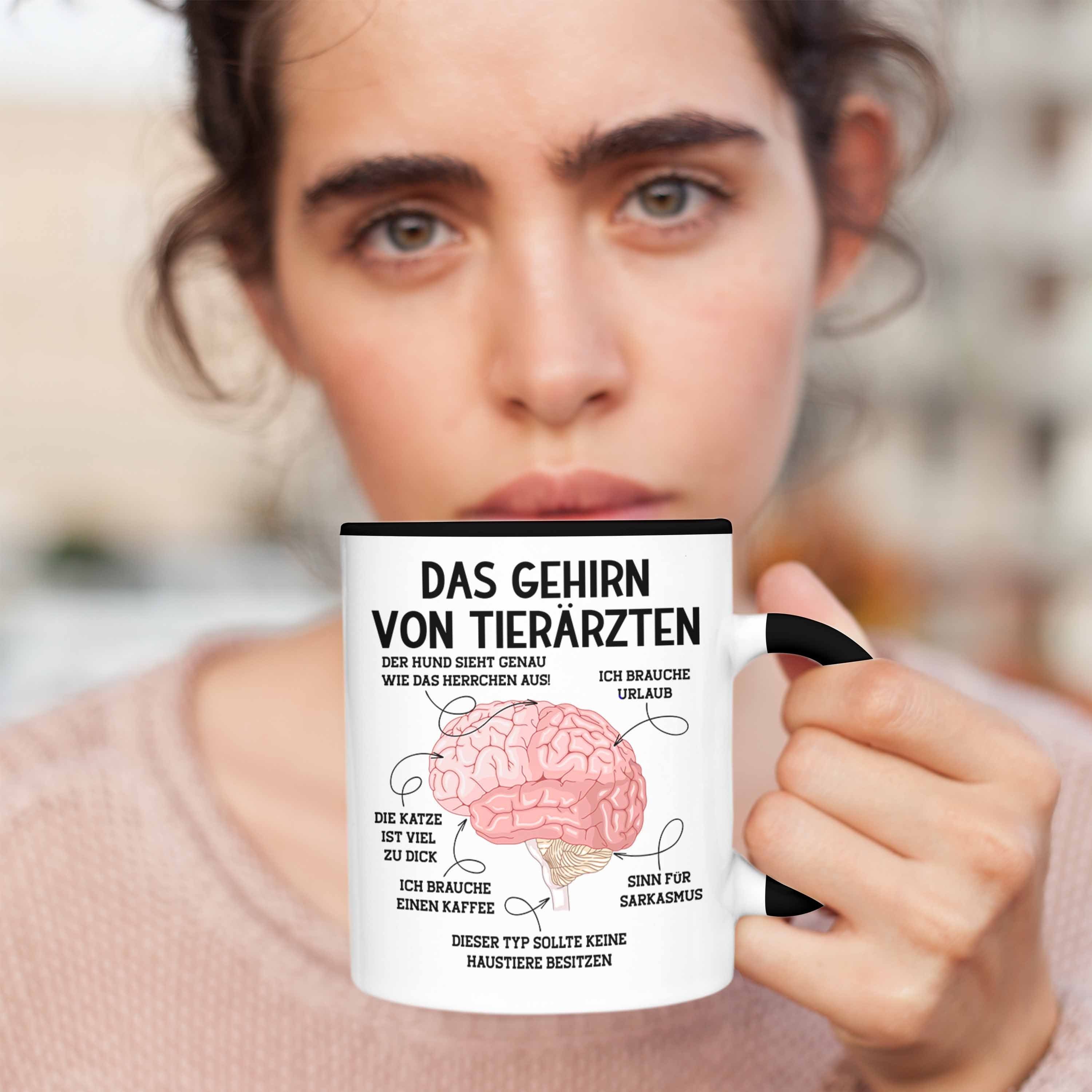 Trendation Tasse Gehirn Tierarzt Sprüche Spruch Schwarz Weihnachte Lustiger Geschenk Tierärztin