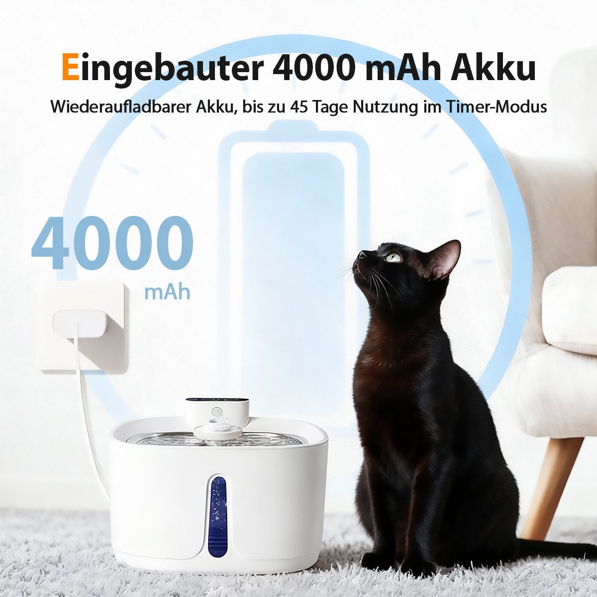 Fine Life Pro Trinkbrunnen für Katze und Hund - SUS304 Edelstahl Kabellos mit Sensor, 3.2 l, 3 Betriebsmodi Leise Pumpe + Dreifaches Filtersystem