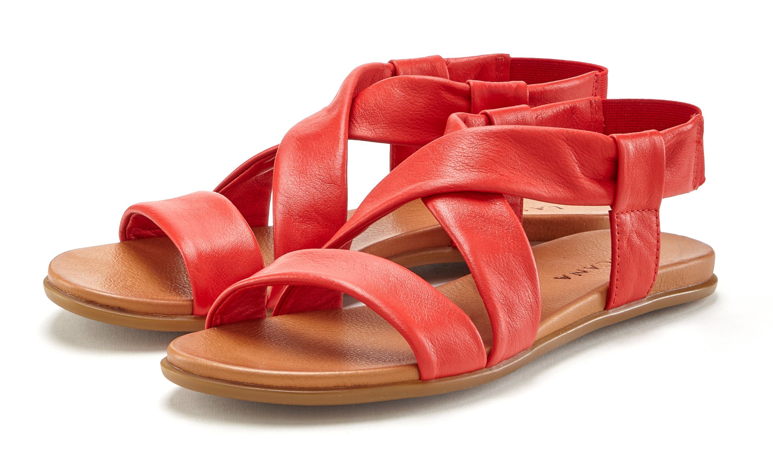 LASCANA Sandale aus Leder mit raffinierten Riemchen, Sandalette, Sommerschuh