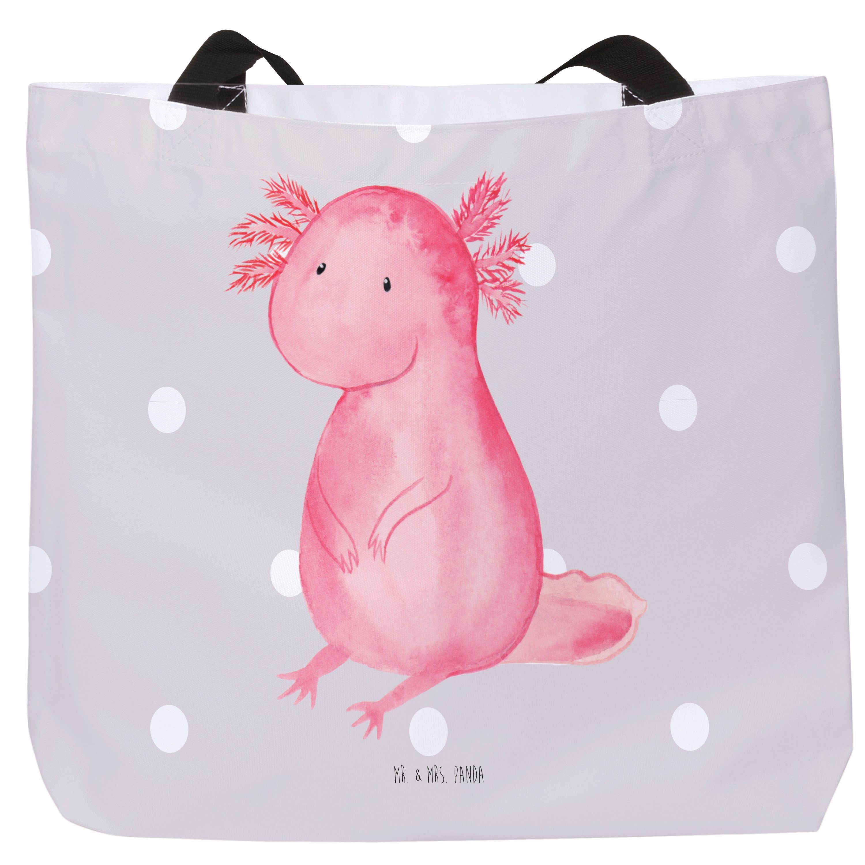 Mr. & Mrs. Panda Shopper Axolotl - Grau Pastell - Geschenk, Strandtasche, Lebensweisheit, Eink (1-tlg)
