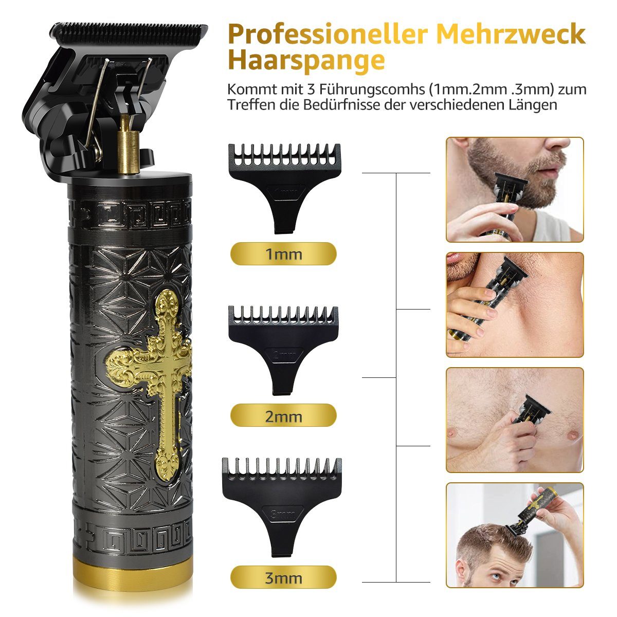 für Männer Haarschneider Wiederaufladbarer, USB Kreuze Haarschneidemaschine MULISOFT