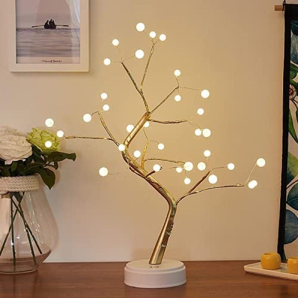 Jormftte LED Bonsai Tischplatte Desktop Innendeko Dekolicht Baum Licht,Lichterketten,für