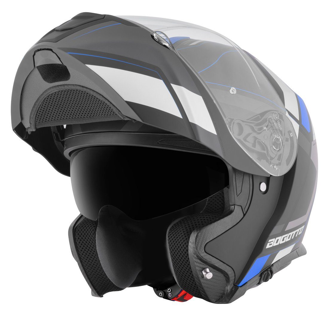 Bogotto Motorradhelm FF403 Murata Klapphelm, integriertes Sonnenvisier