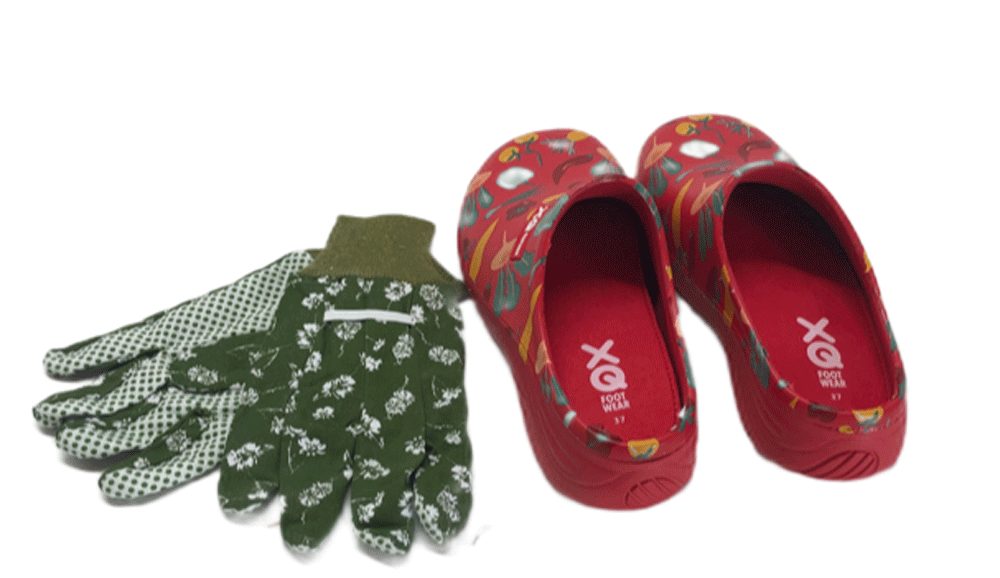 Steinnacher Bärbel Damen Gartenclogs Gemüse rot mit passenden Gartenhandsch günstig online kaufen